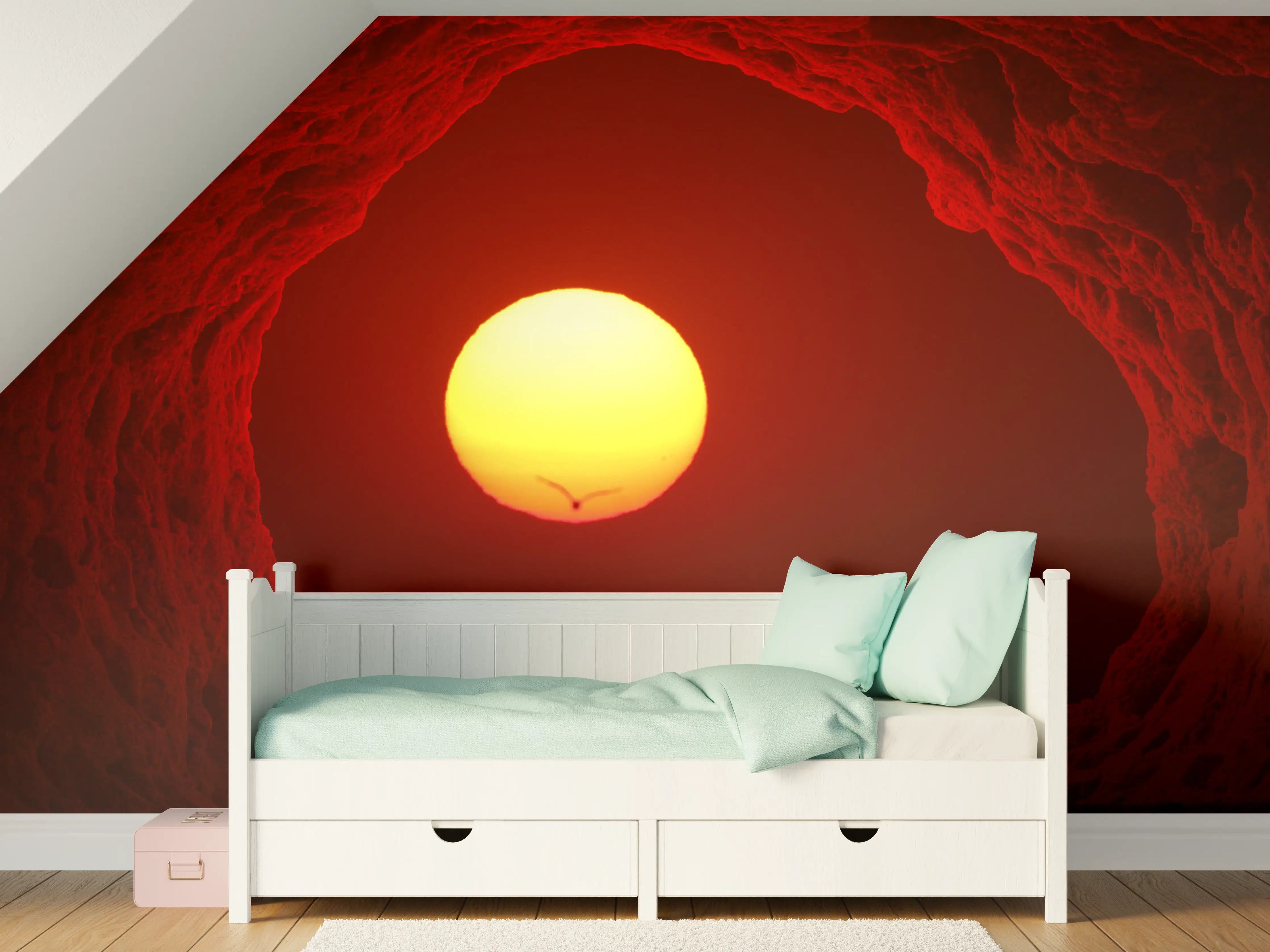 Kinderzimmer Wandgestaltung - Spektakulärer Sonnenuntergang im Roten Höhleneingang