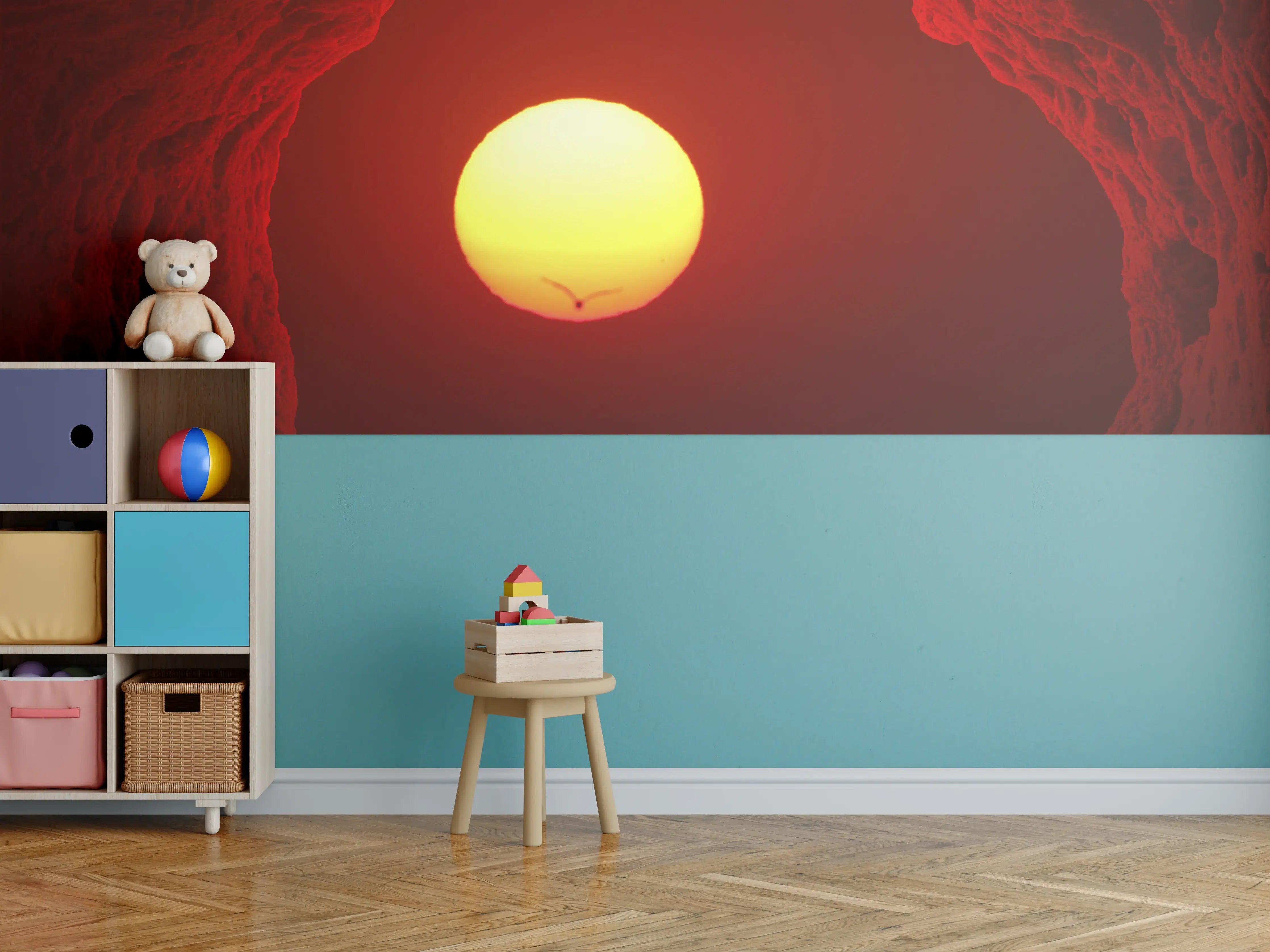 Kinderzimmer Wandgestaltung - Spektakulärer Sonnenuntergang im Roten Höhleneingang