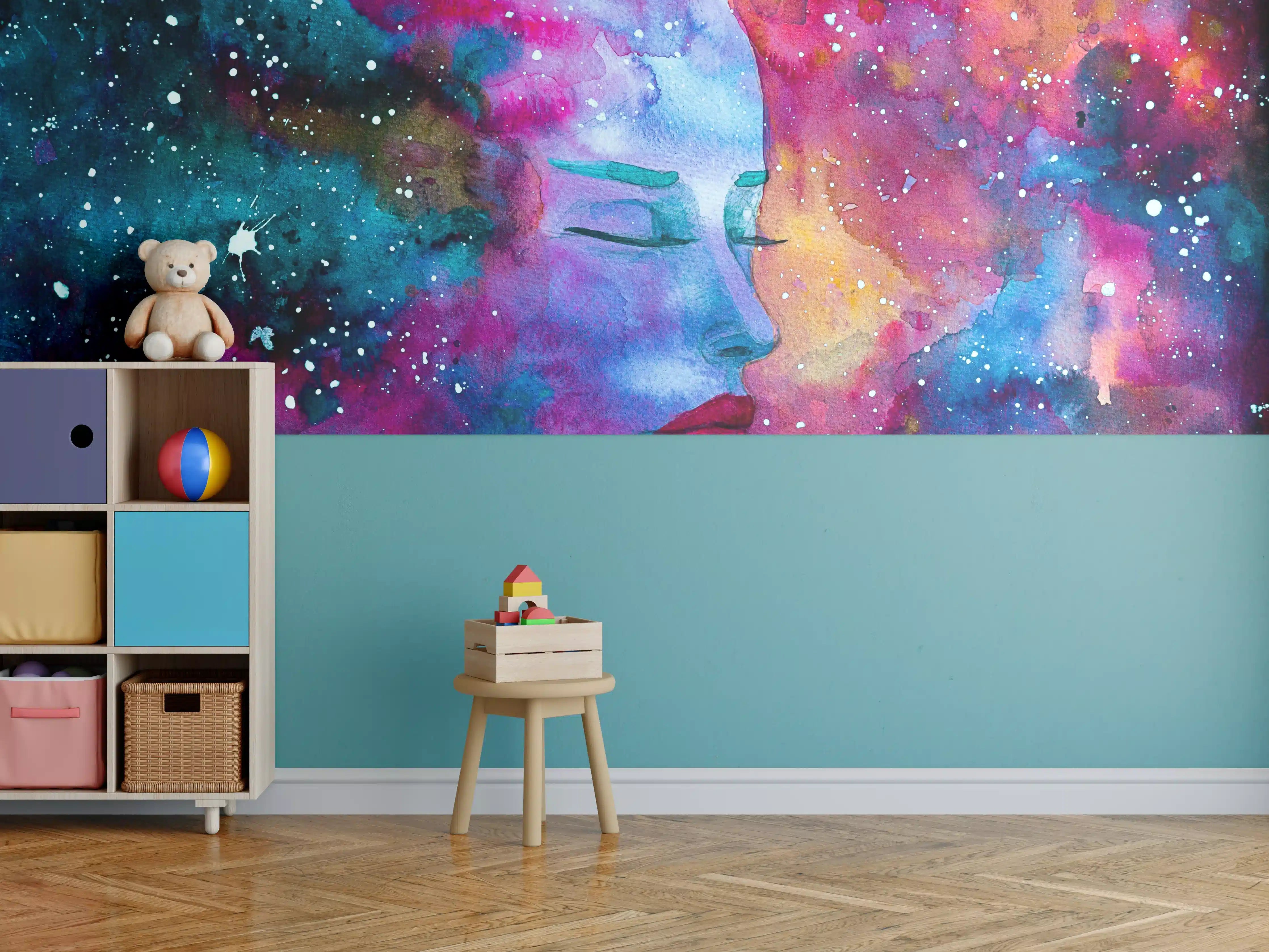 Kinderzimmer Wandgestaltung - Spirituelle Frau Weltraumnebel