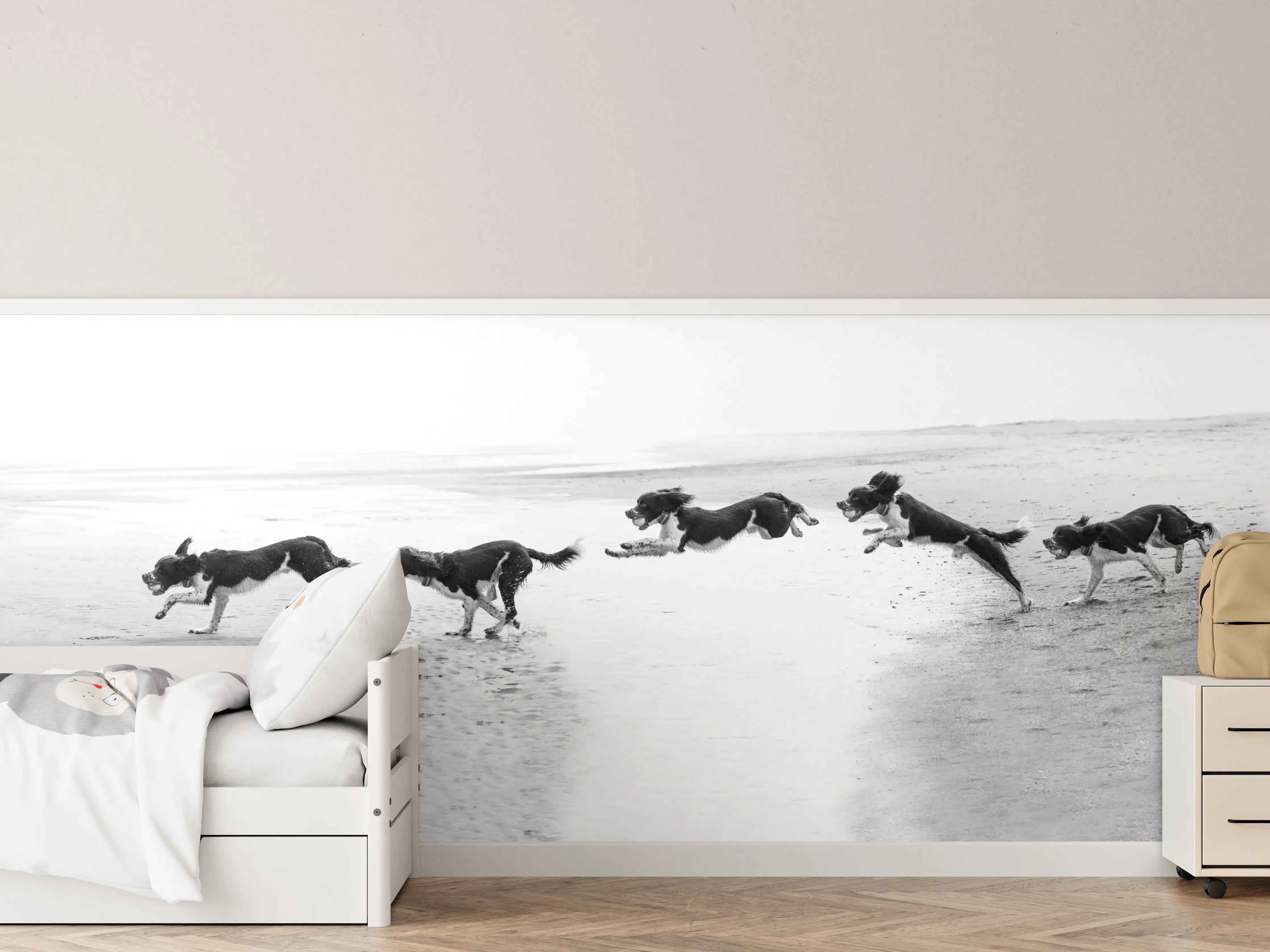 Kinderzimmer Wandgestaltung - Springer Spaniel beim springen
