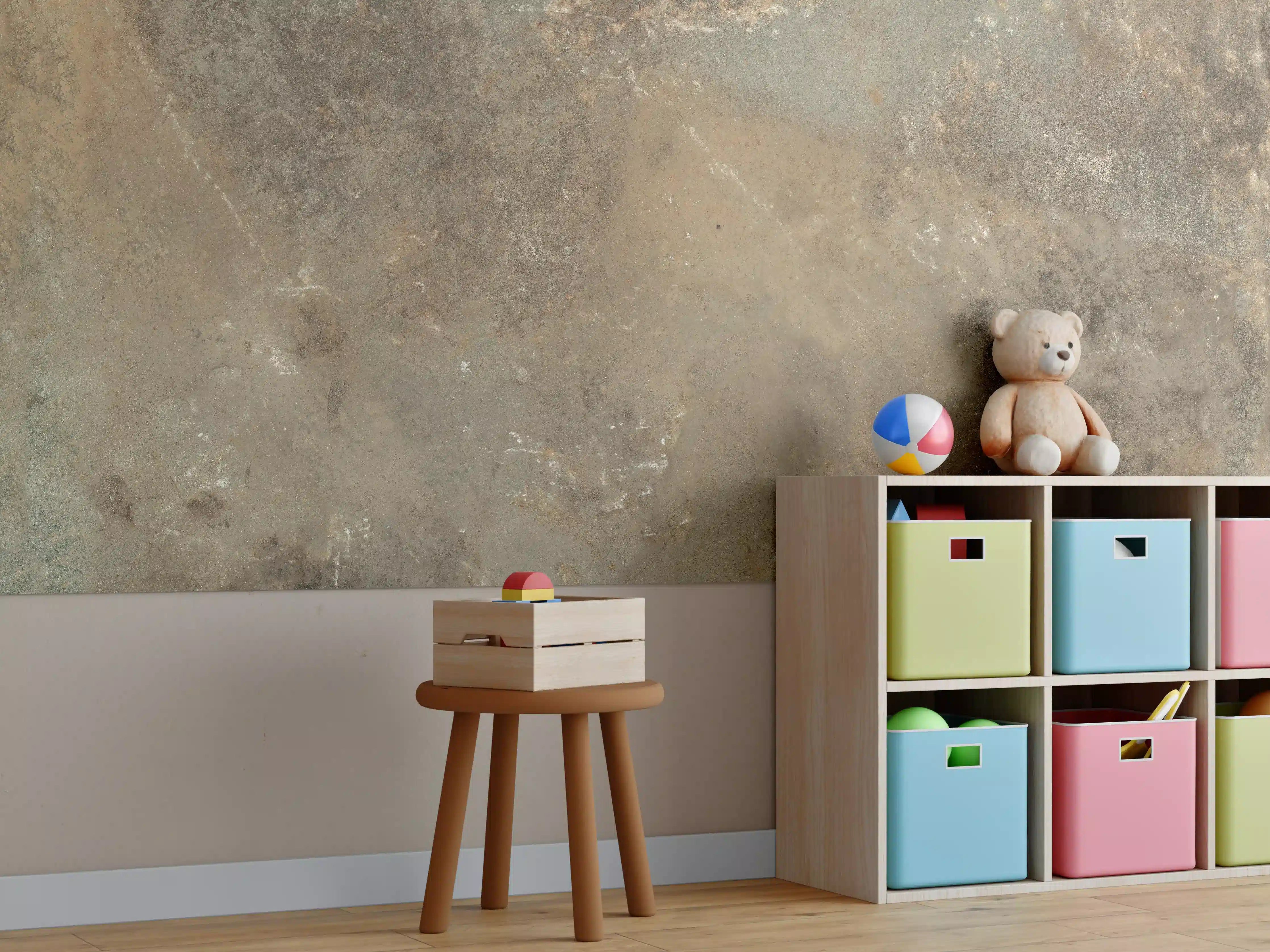 Kinderzimmer Wandgestaltung - Steinige Zement Struktur