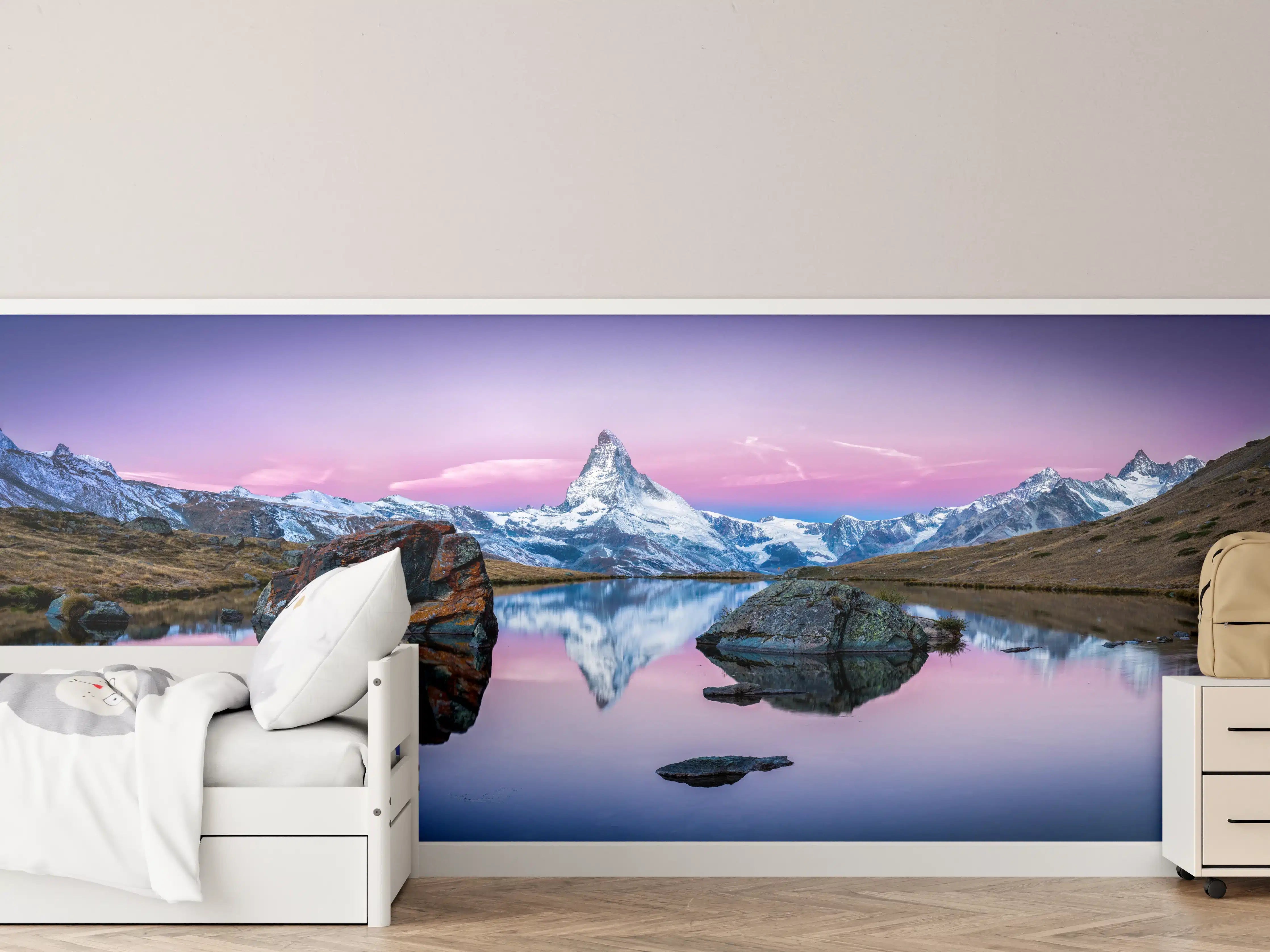 Kinderzimmer Wandgestaltung - Stellisee in Schweiz - Matterhorn Panorama