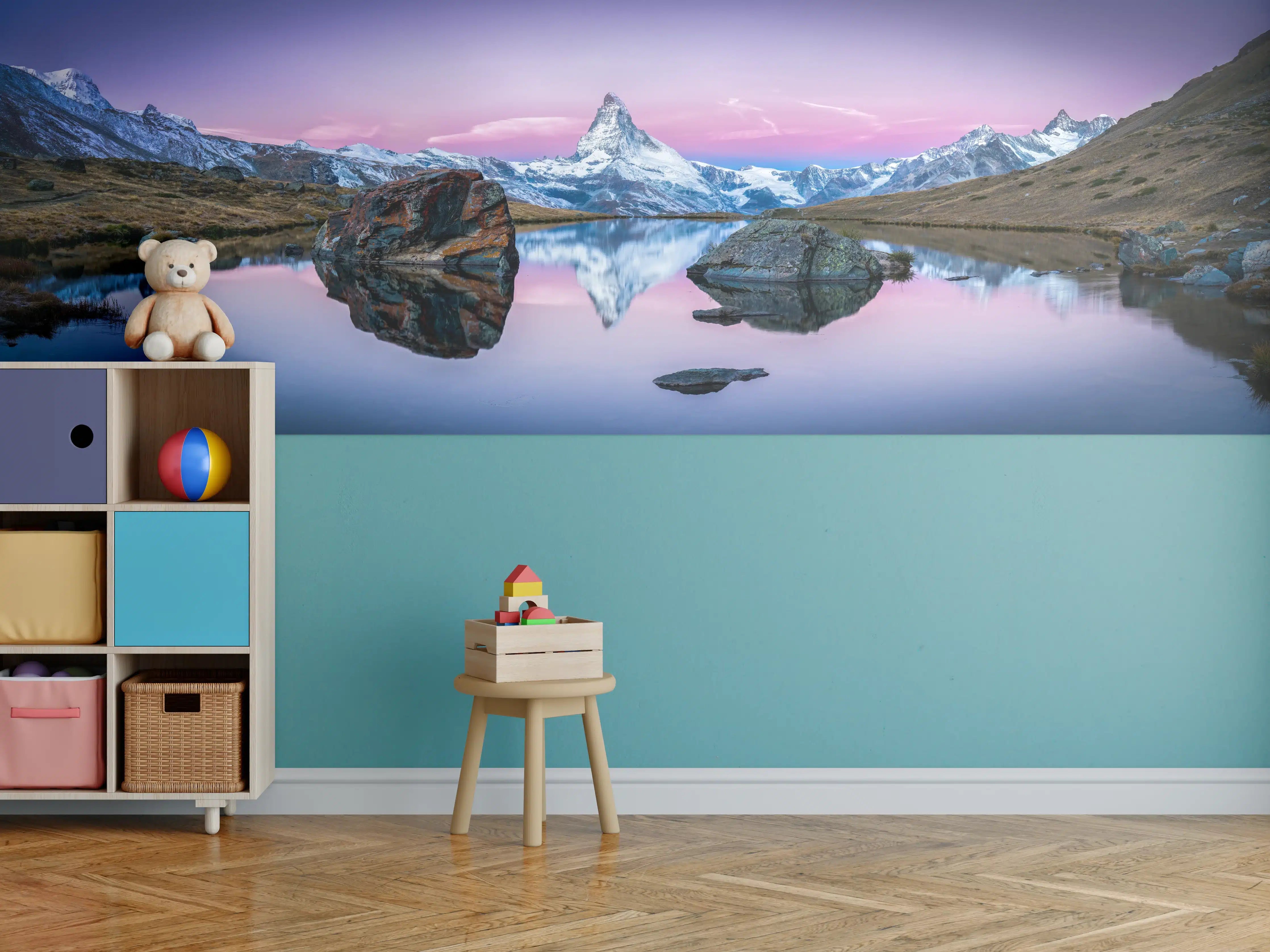Kinderzimmer Wandgestaltung - Stellisee in Schweiz - Matterhorn Panorama