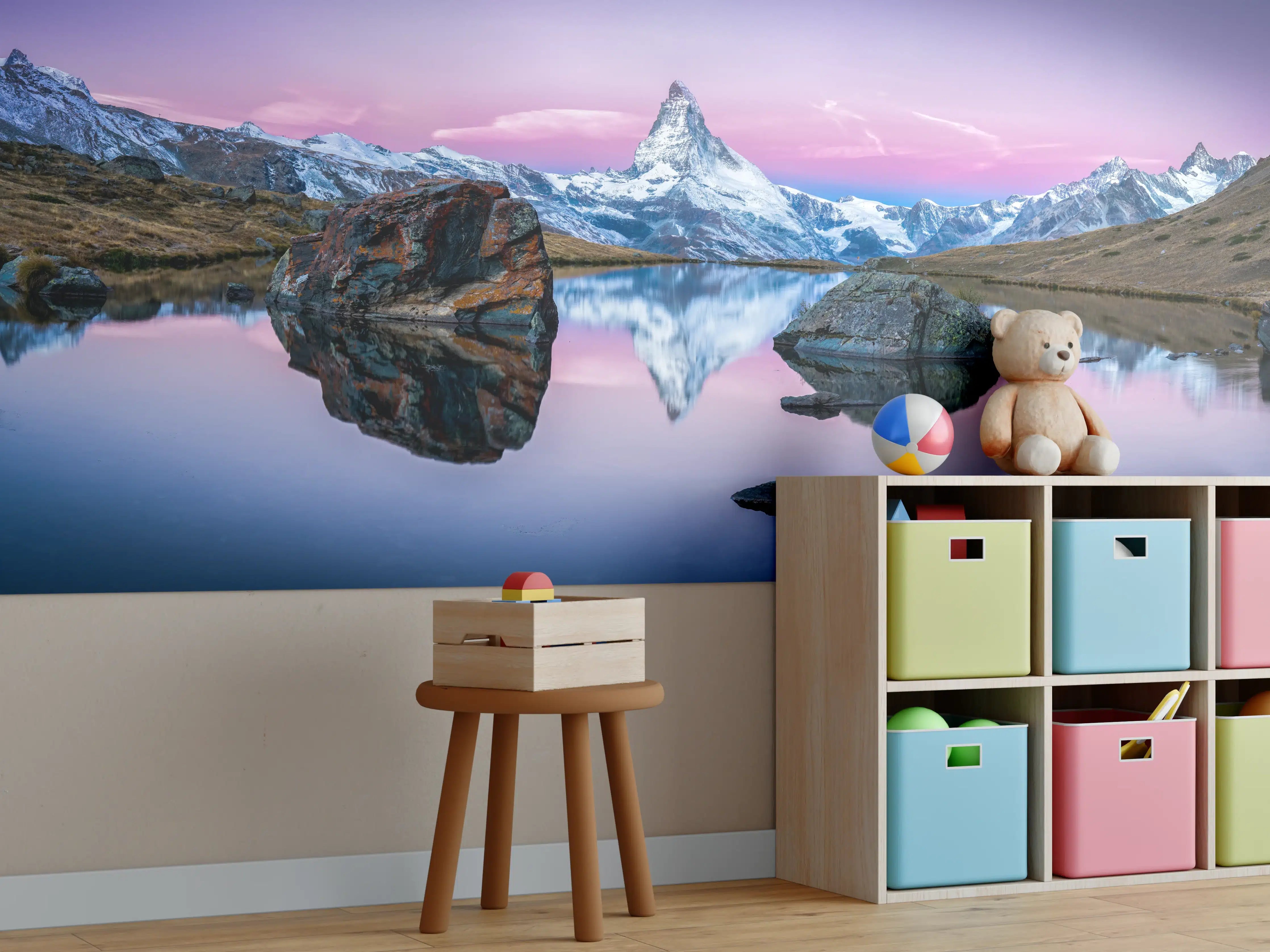 Kinderzimmer Wandgestaltung - Stellisee in Schweiz - Matterhorn Panorama