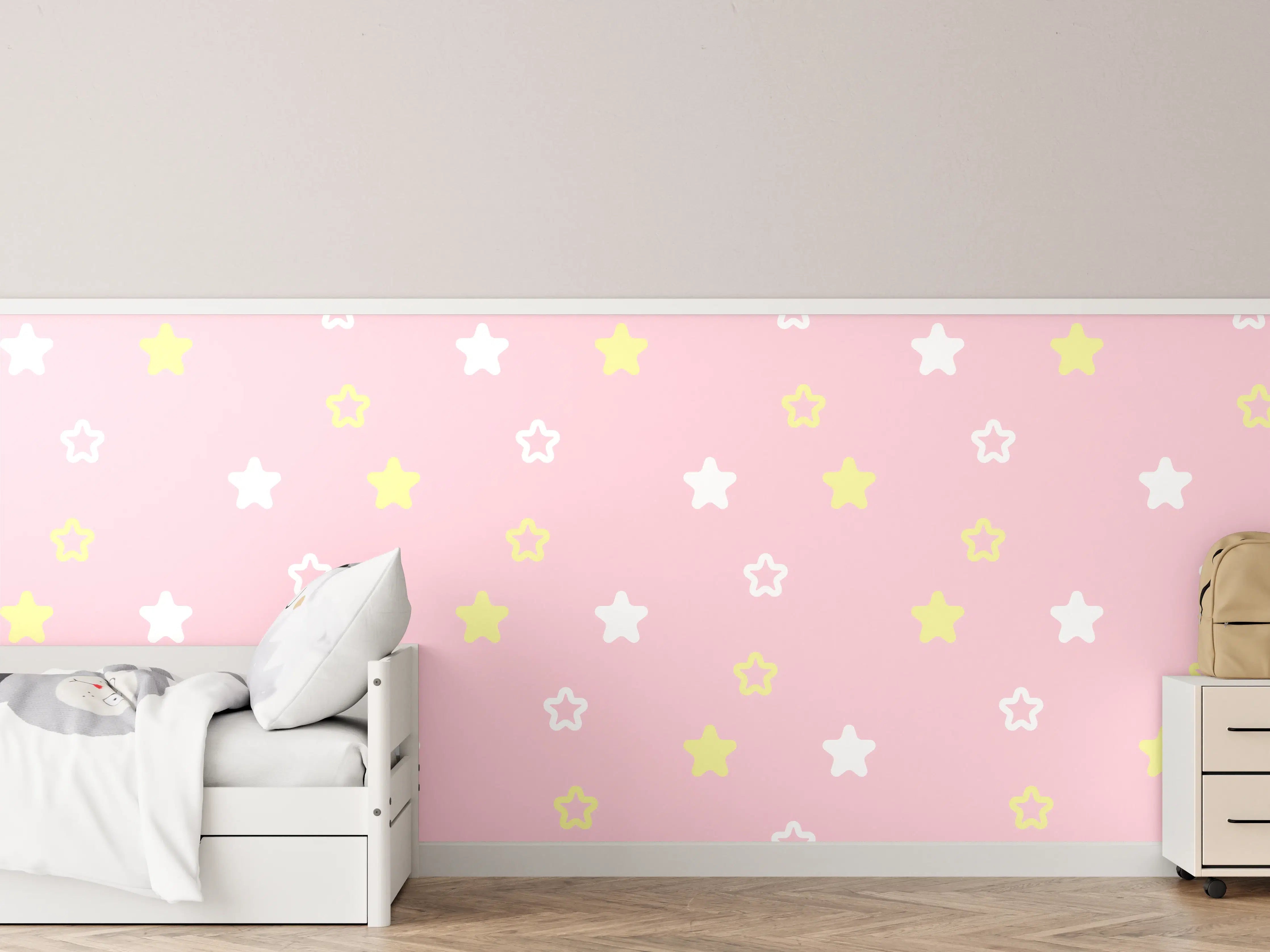 Kinderzimmer Wandgestaltung - Sternenmuster Rosa-Gelb