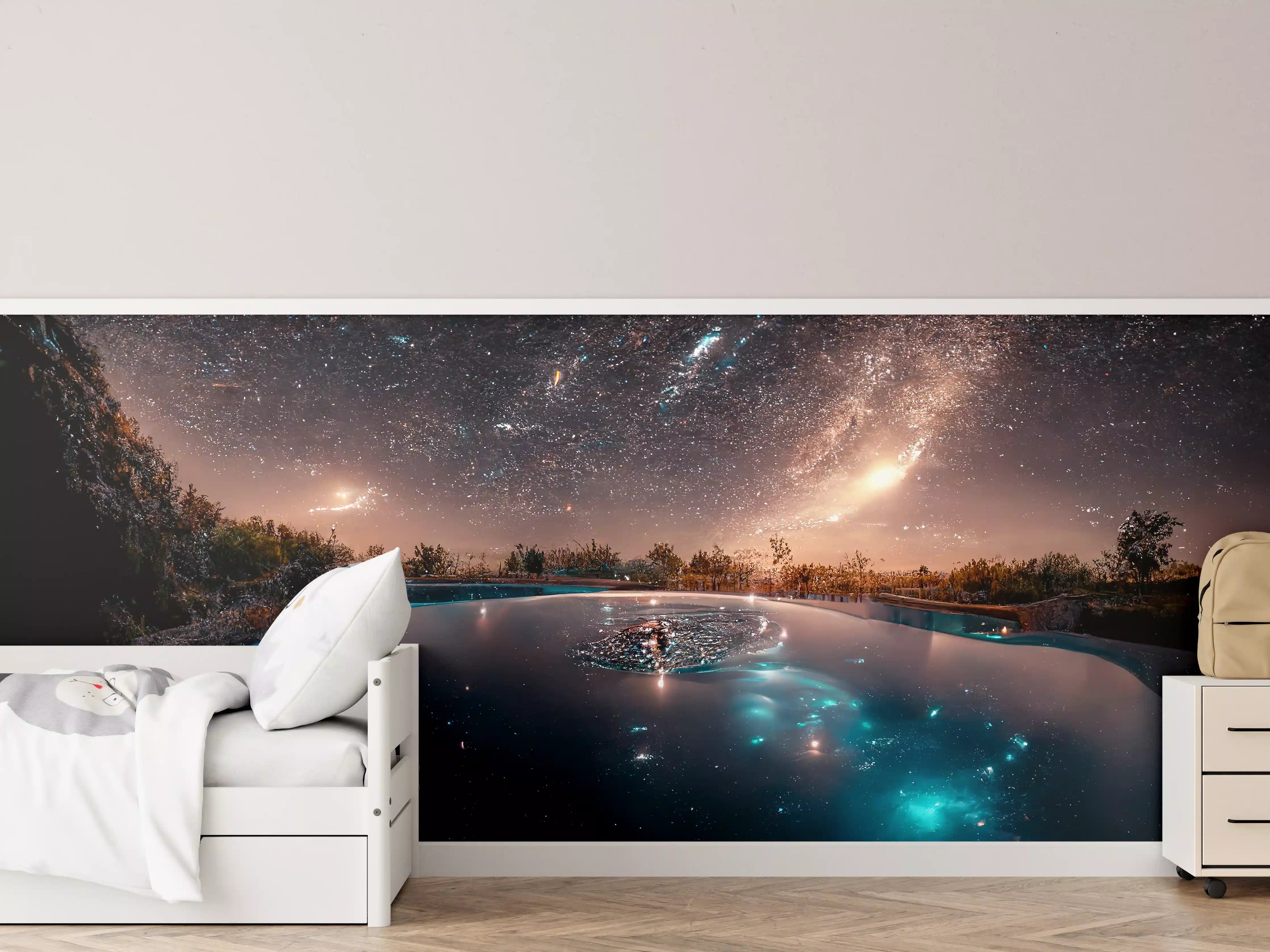 Kinderzimmer Wandgestaltung - Sternennacht Spiegelung See