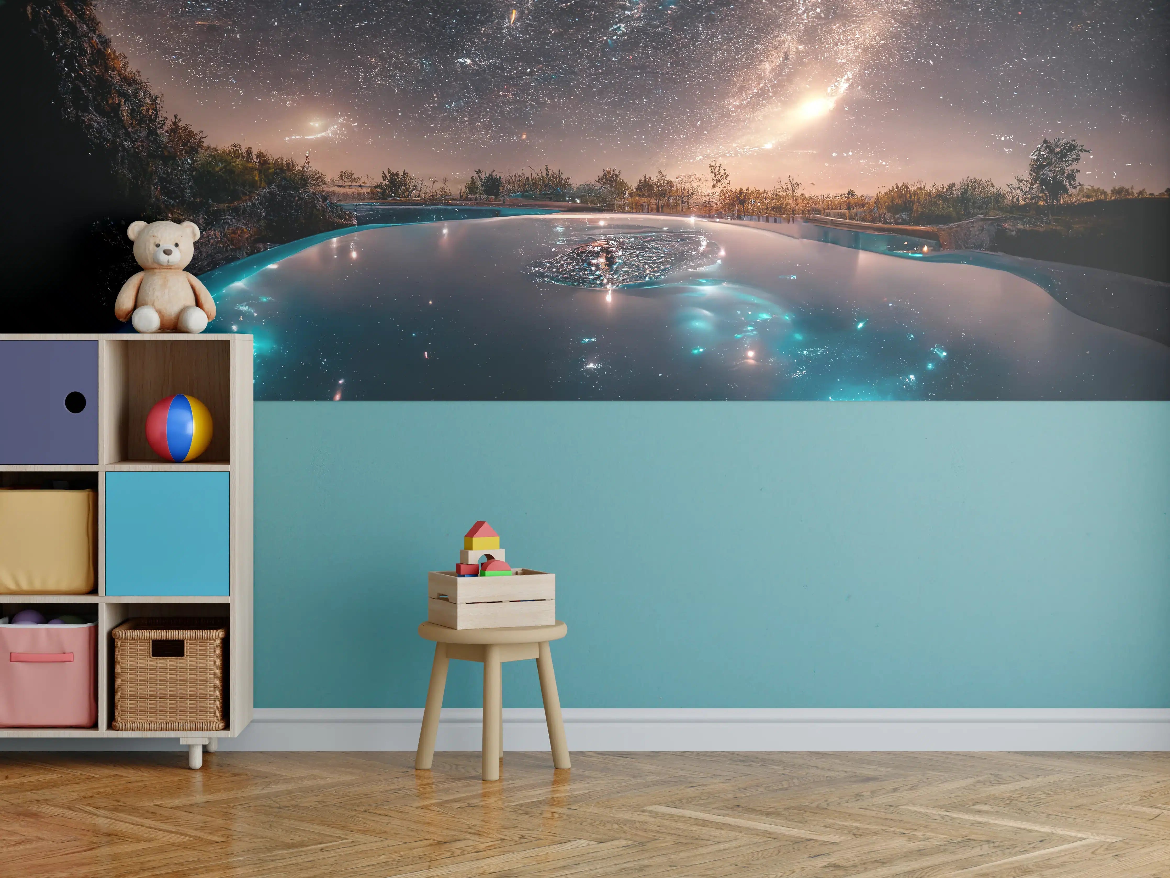 Kinderzimmer Wandgestaltung - Sternennacht Spiegelung See