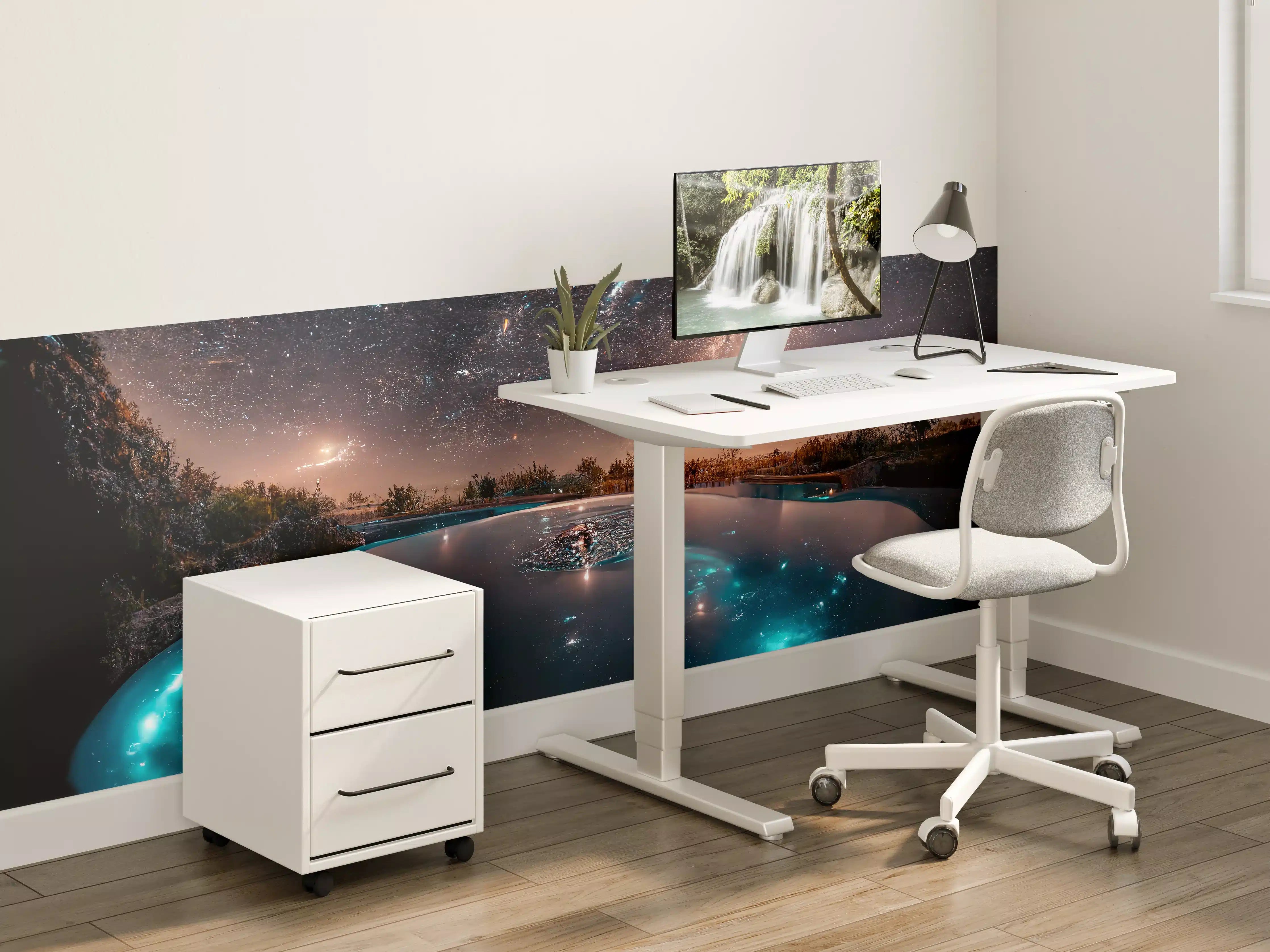 Kinderzimmer Wandgestaltung - Sternennacht Spiegelung See