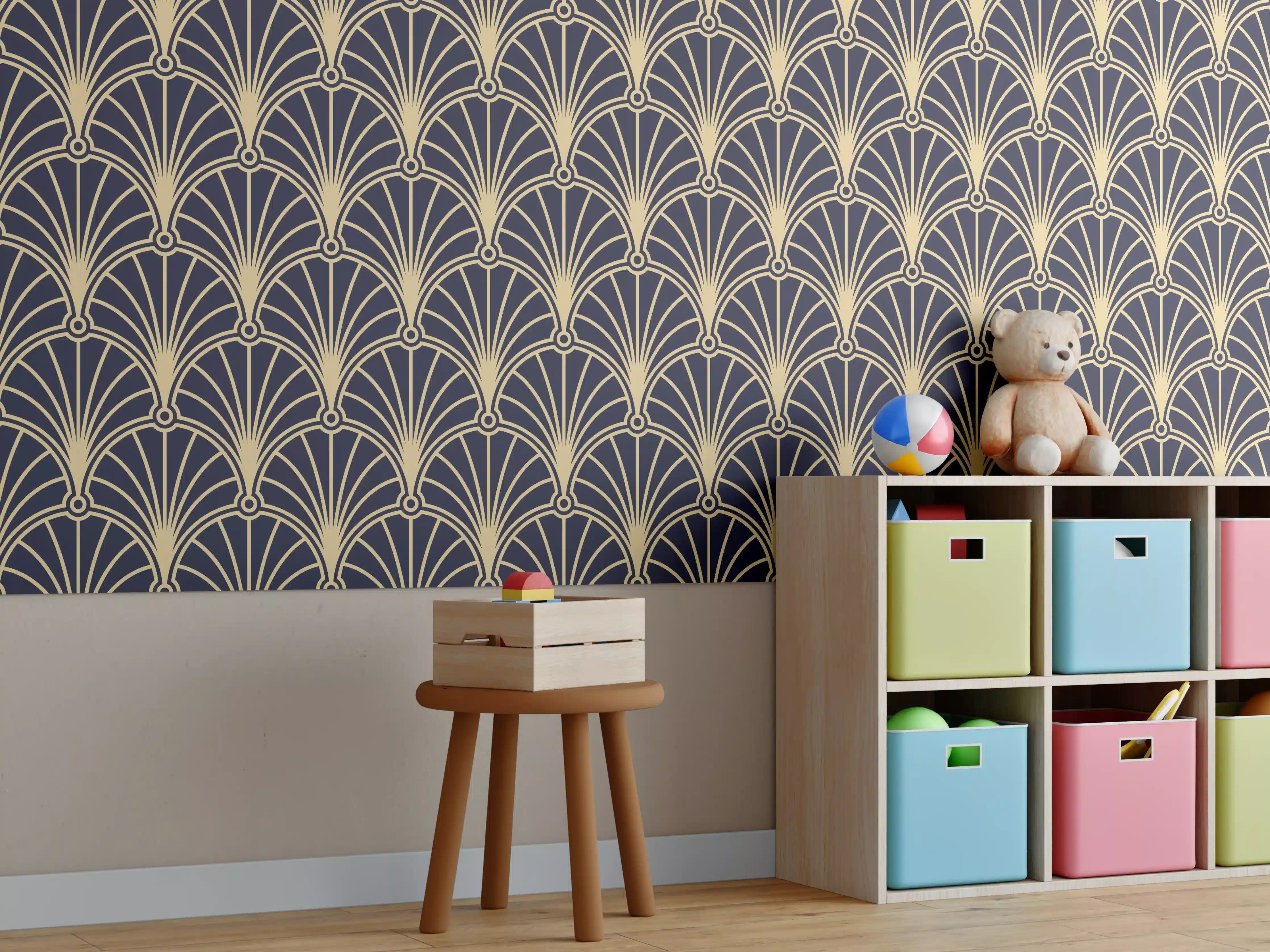 Kinderzimmer Wandgestaltung - Stilvolles Art-Deko-Muster