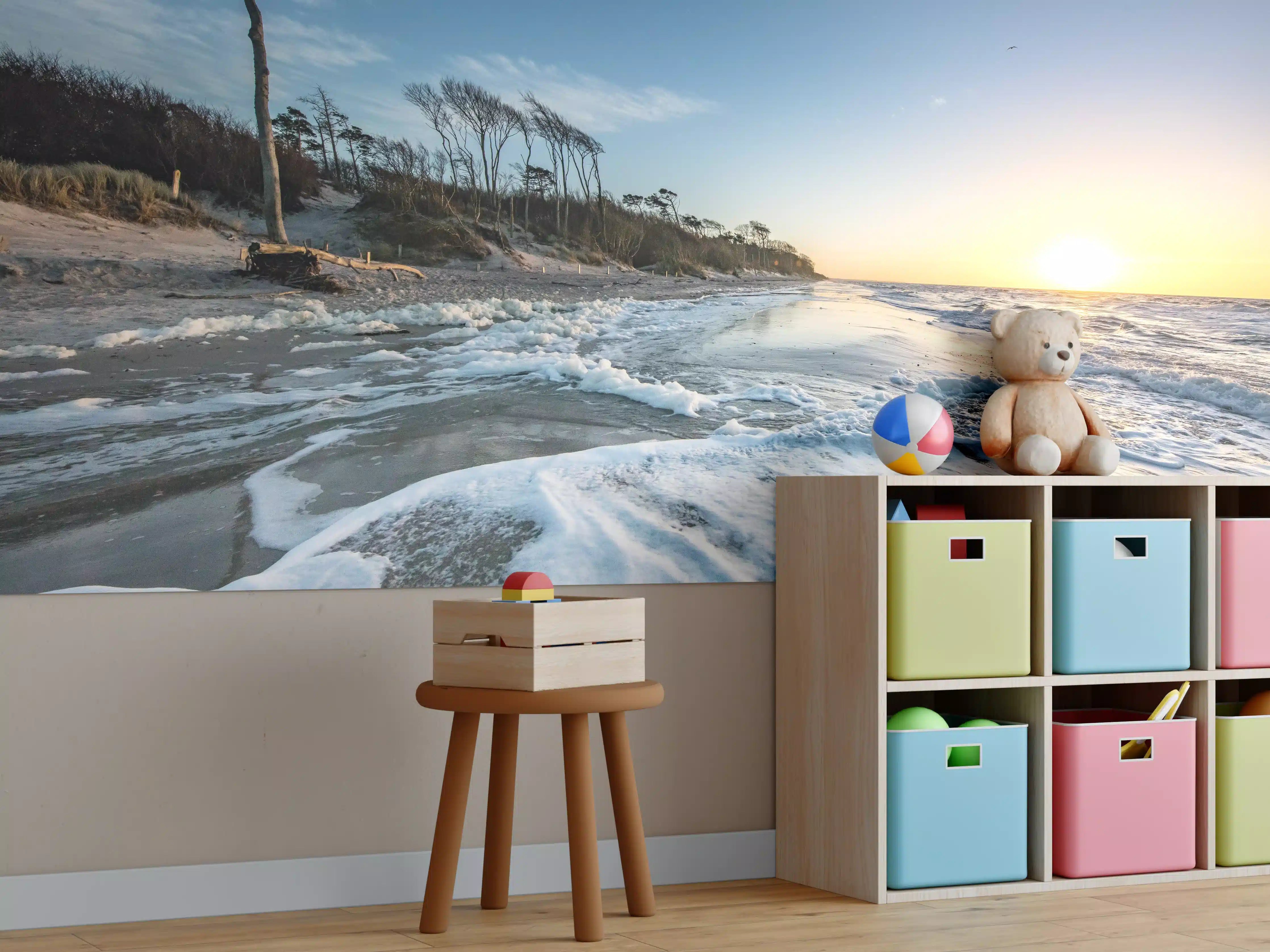 Kinderzimmer Wandgestaltung - Strand in Rügen bei Sonnenaufgang