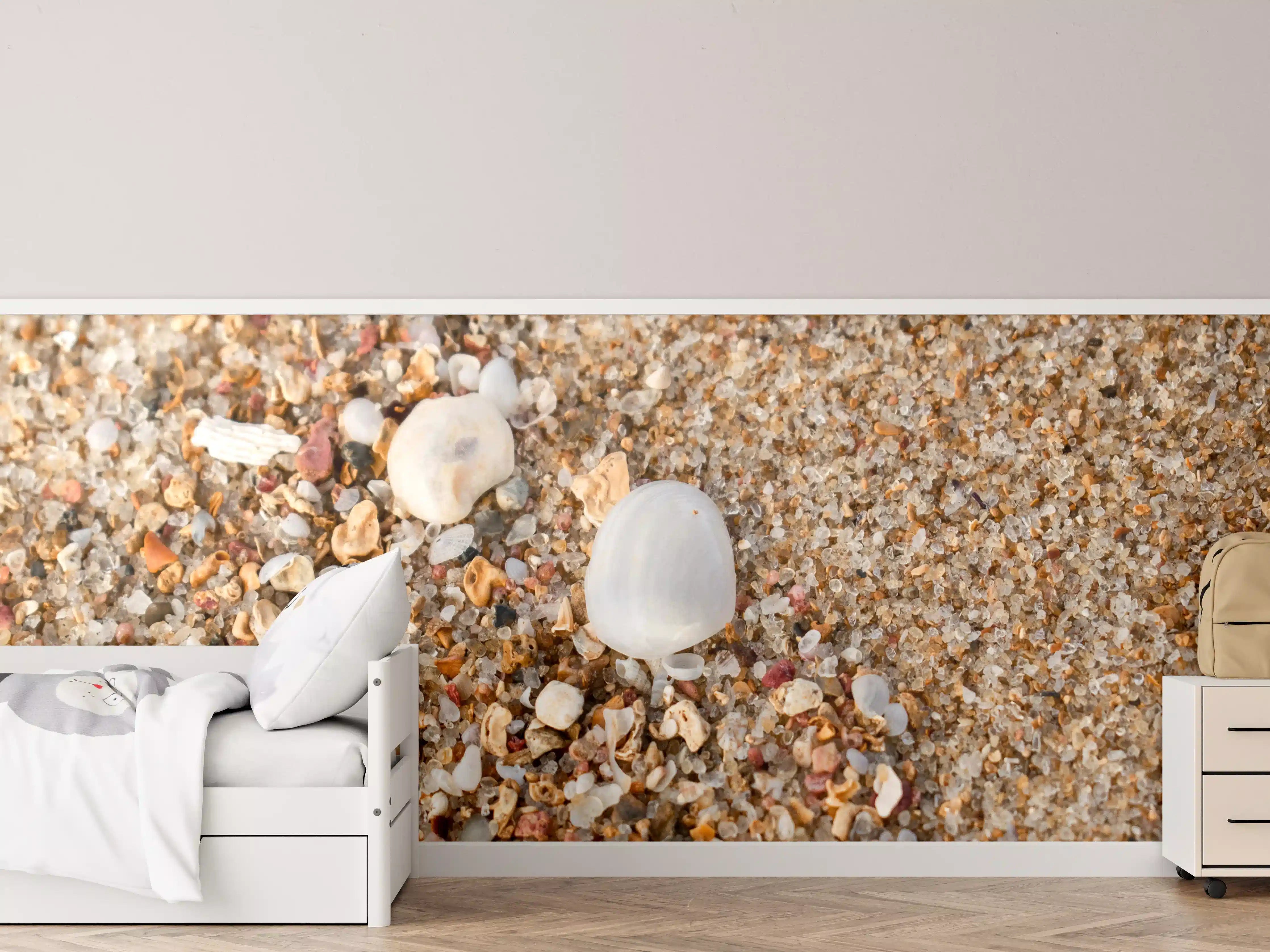 Kinderzimmer Wandgestaltung - Strand mit Sand und Muscheln