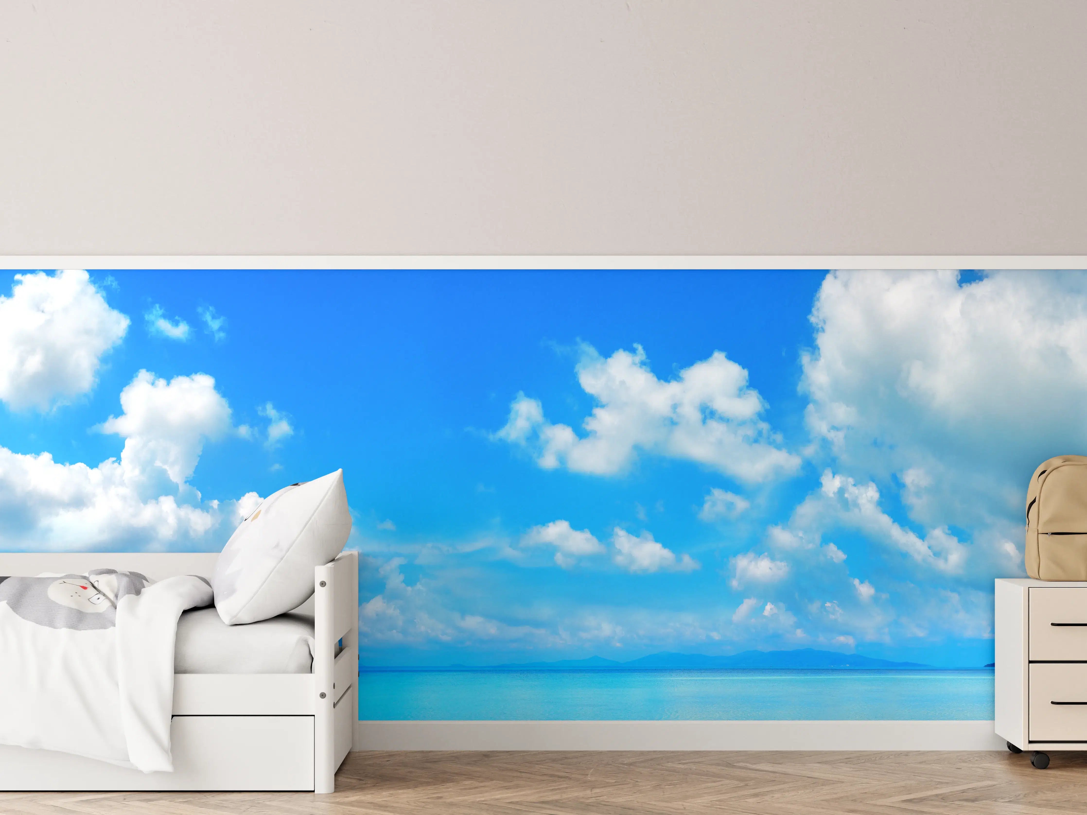 Kinderzimmer Wandgestaltung - Strandlandschaft unter blauem Himmel