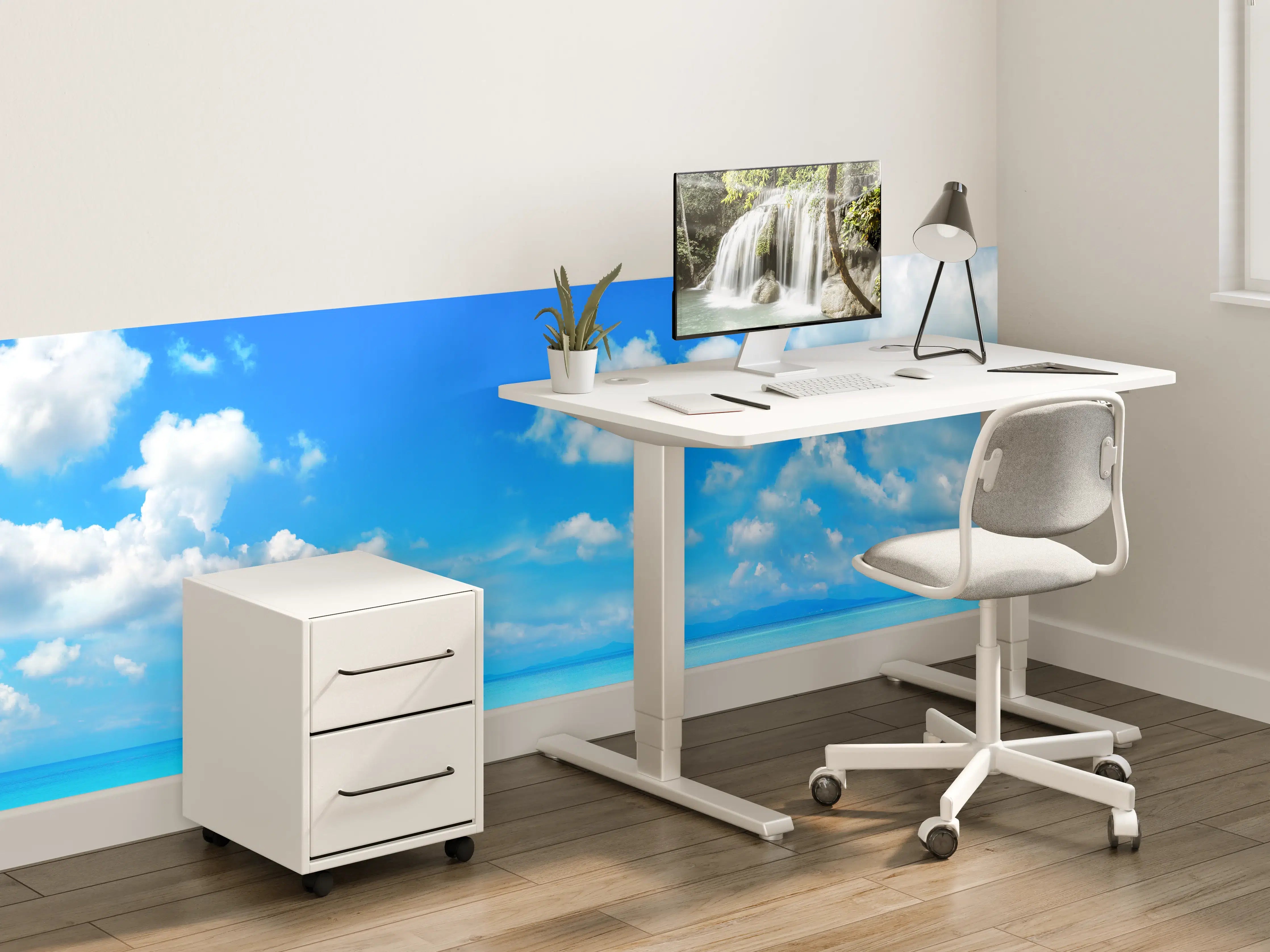 Kinderzimmer Wandgestaltung - Strandlandschaft unter blauem Himmel