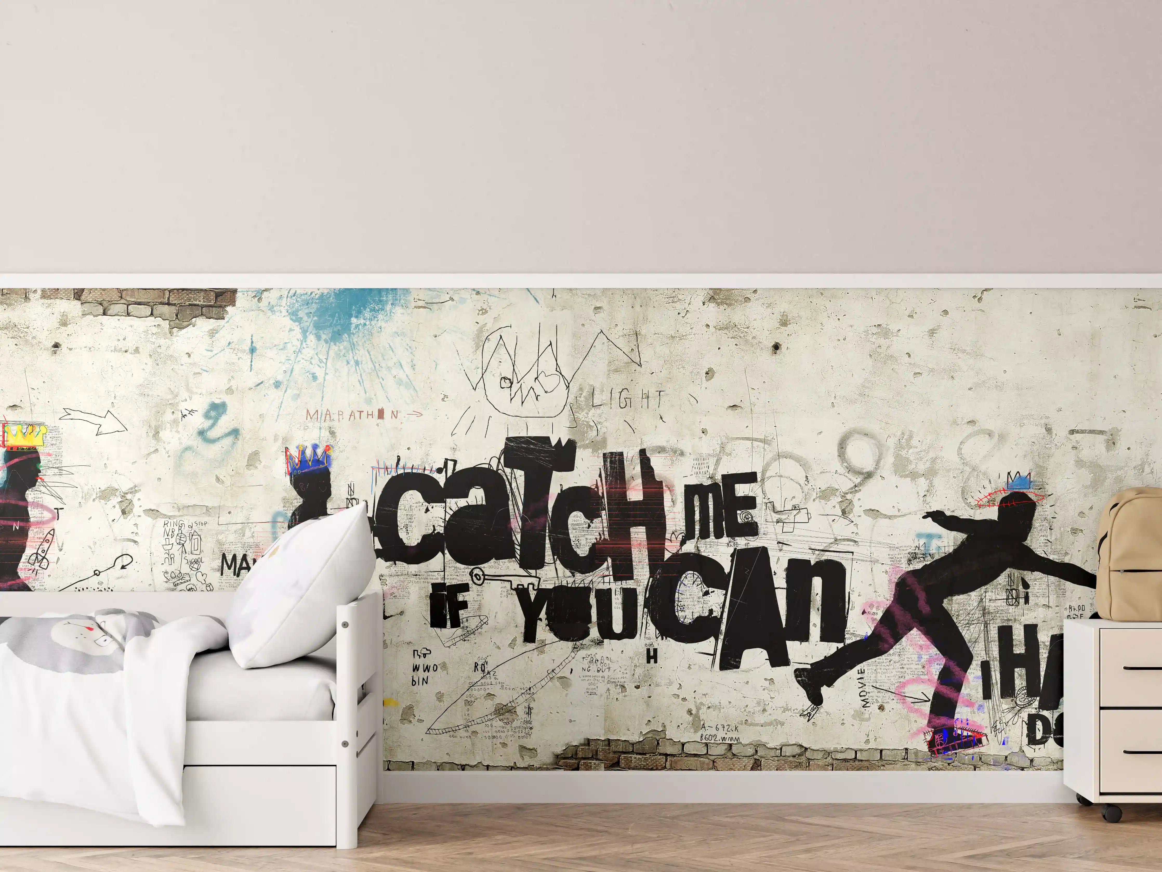 Kinderzimmer Wandgestaltung - Street-Art-Läufer auf Mauer