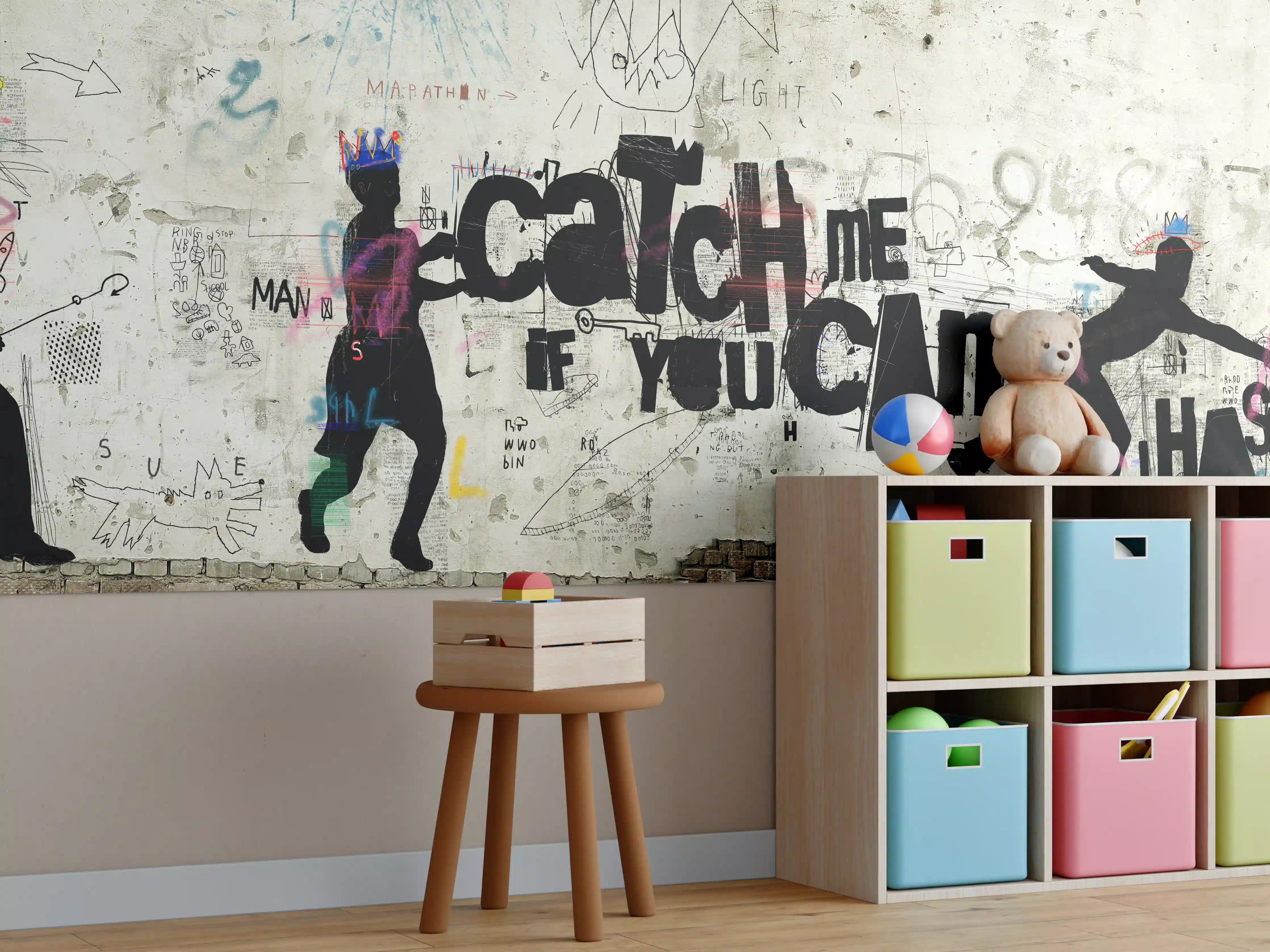Kinderzimmer Wandgestaltung - Street-Art-Läufer auf Mauer