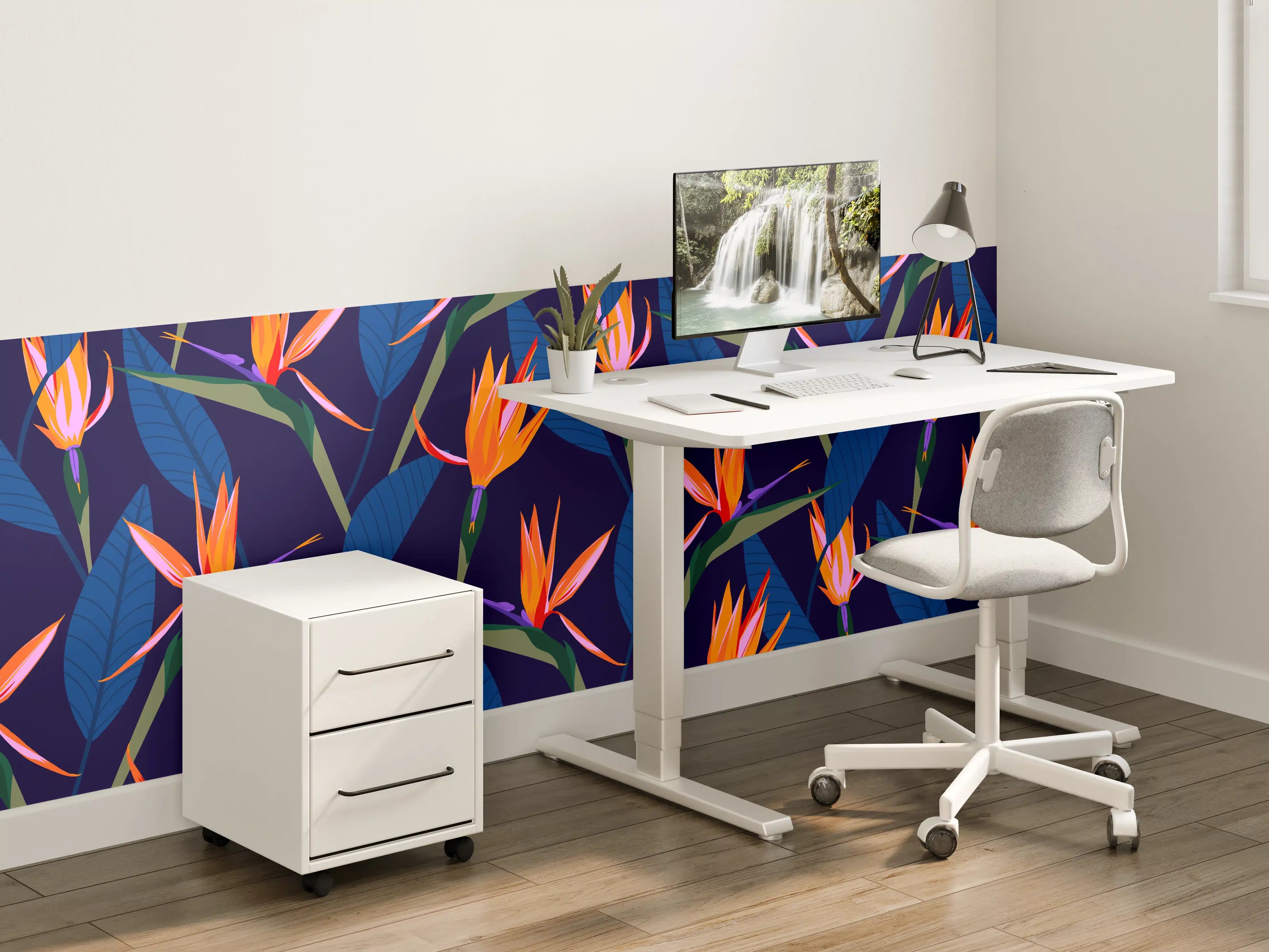 Kinderzimmer Wandgestaltung - Strelitzia Nacht – Tropische Blumen