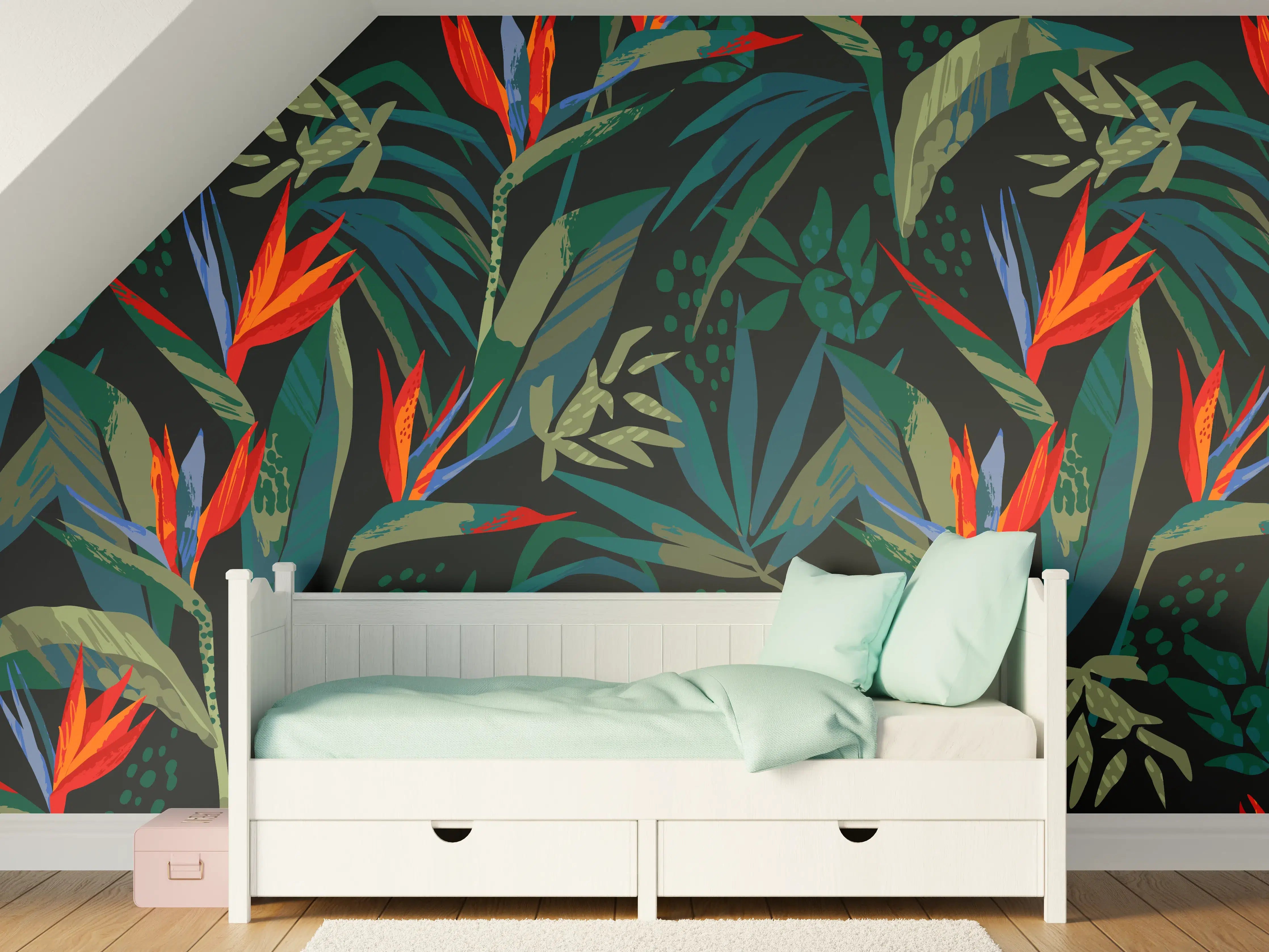 Kinderzimmer Wandgestaltung - Strelitzia Tropenwald-Motiv