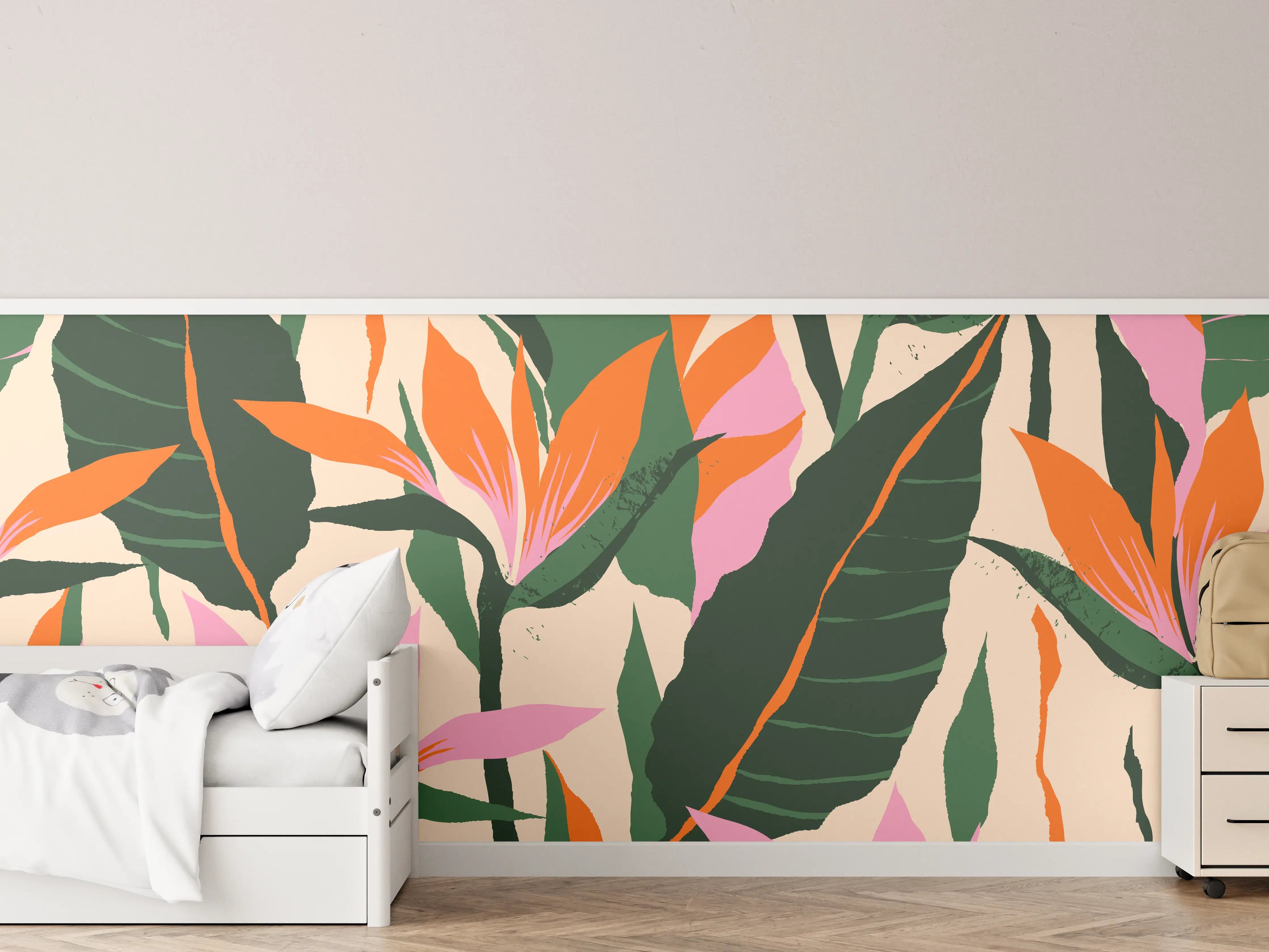Kinderzimmer Wandgestaltung - Strelitzia Tropische Blütenornamente