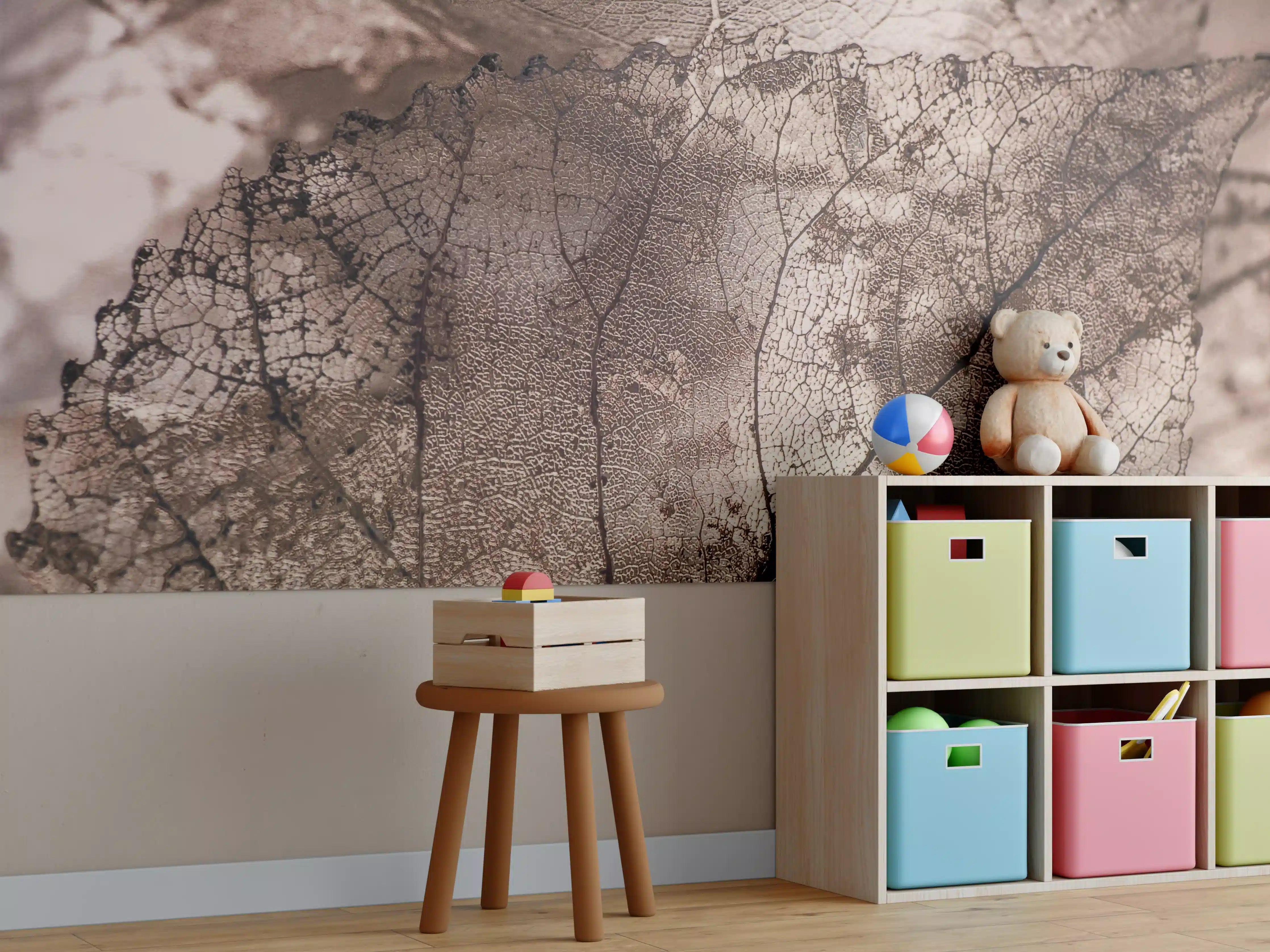 Kinderzimmer Wandgestaltung - Strukturierte Baumrinde in Erdfarben