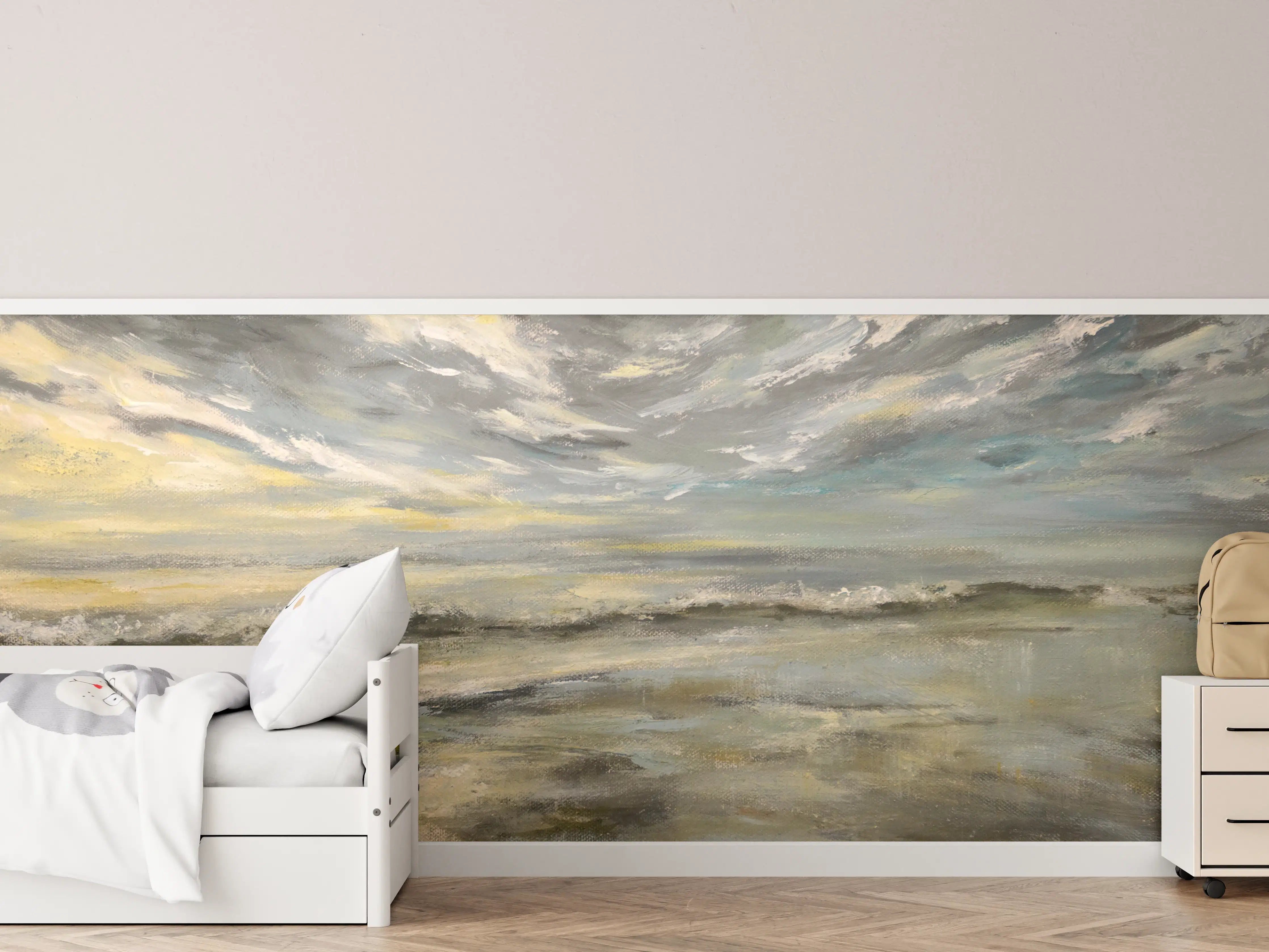 Kinderzimmer Wandgestaltung - Stürmischer Meereshimmel mit Wellen