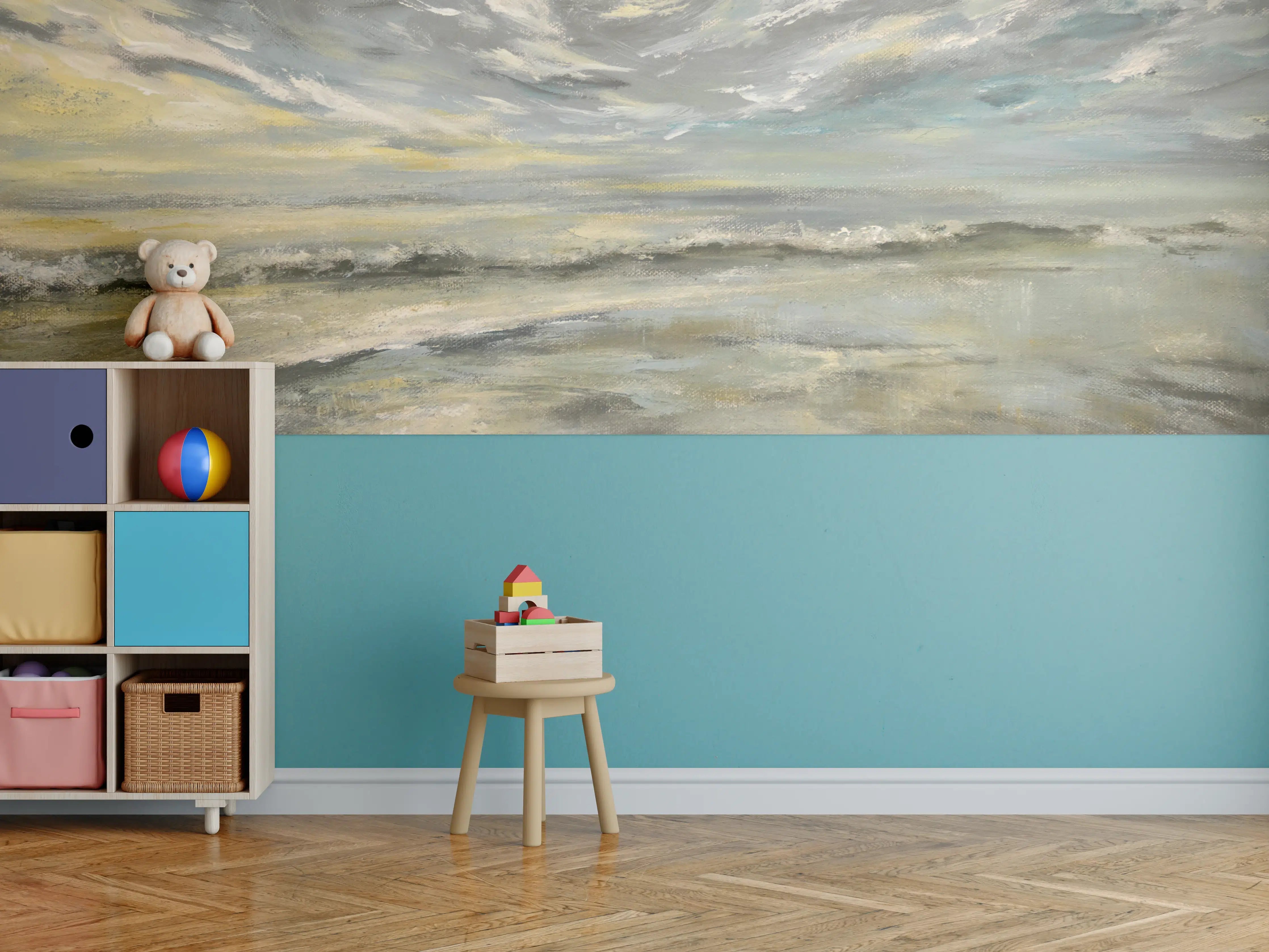 Kinderzimmer Wandgestaltung - Stürmischer Meereshimmel mit Wellen