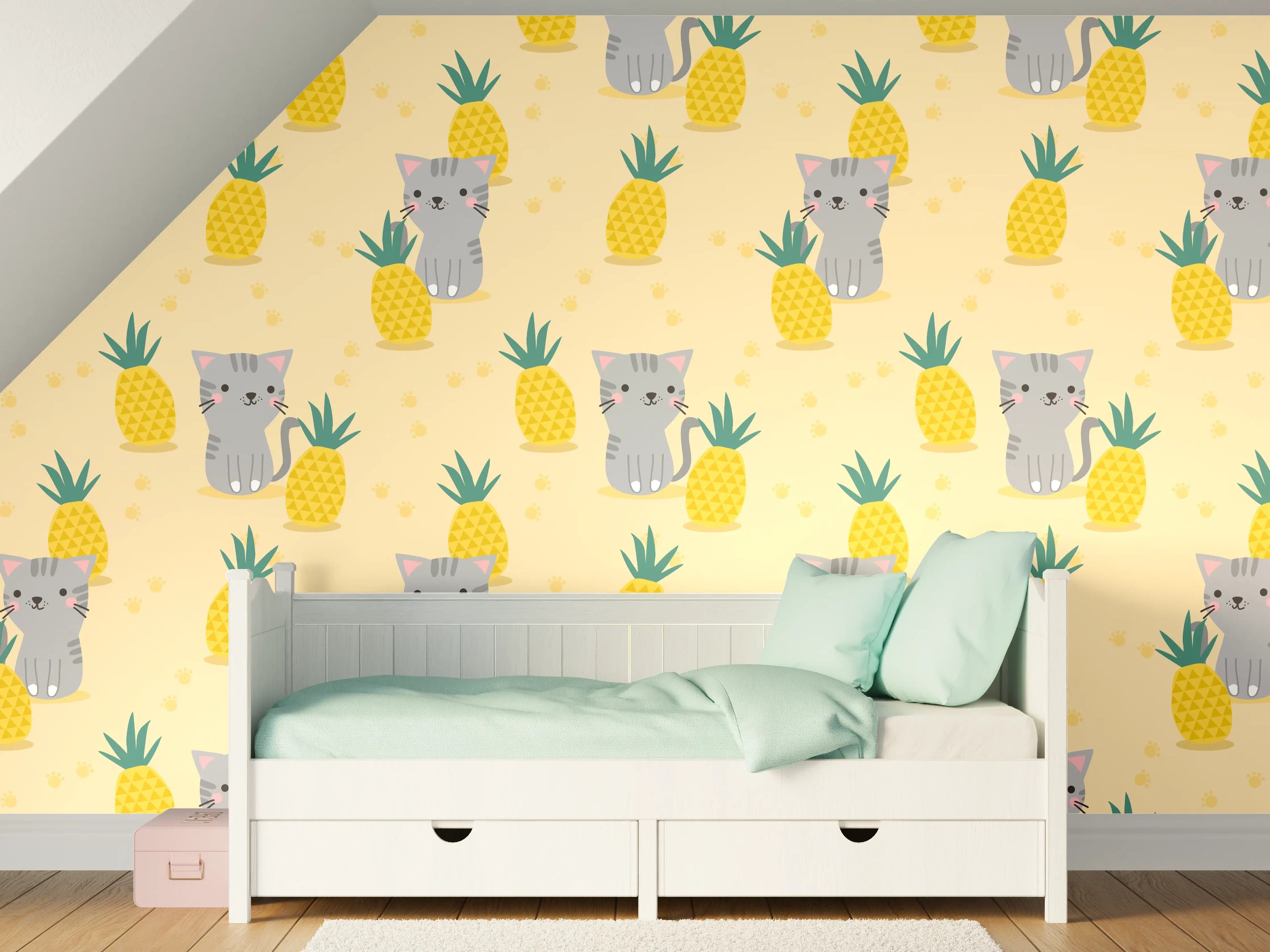 Kinderzimmer Wandgestaltung - Süße Elefanten mit Ananas-Motiv