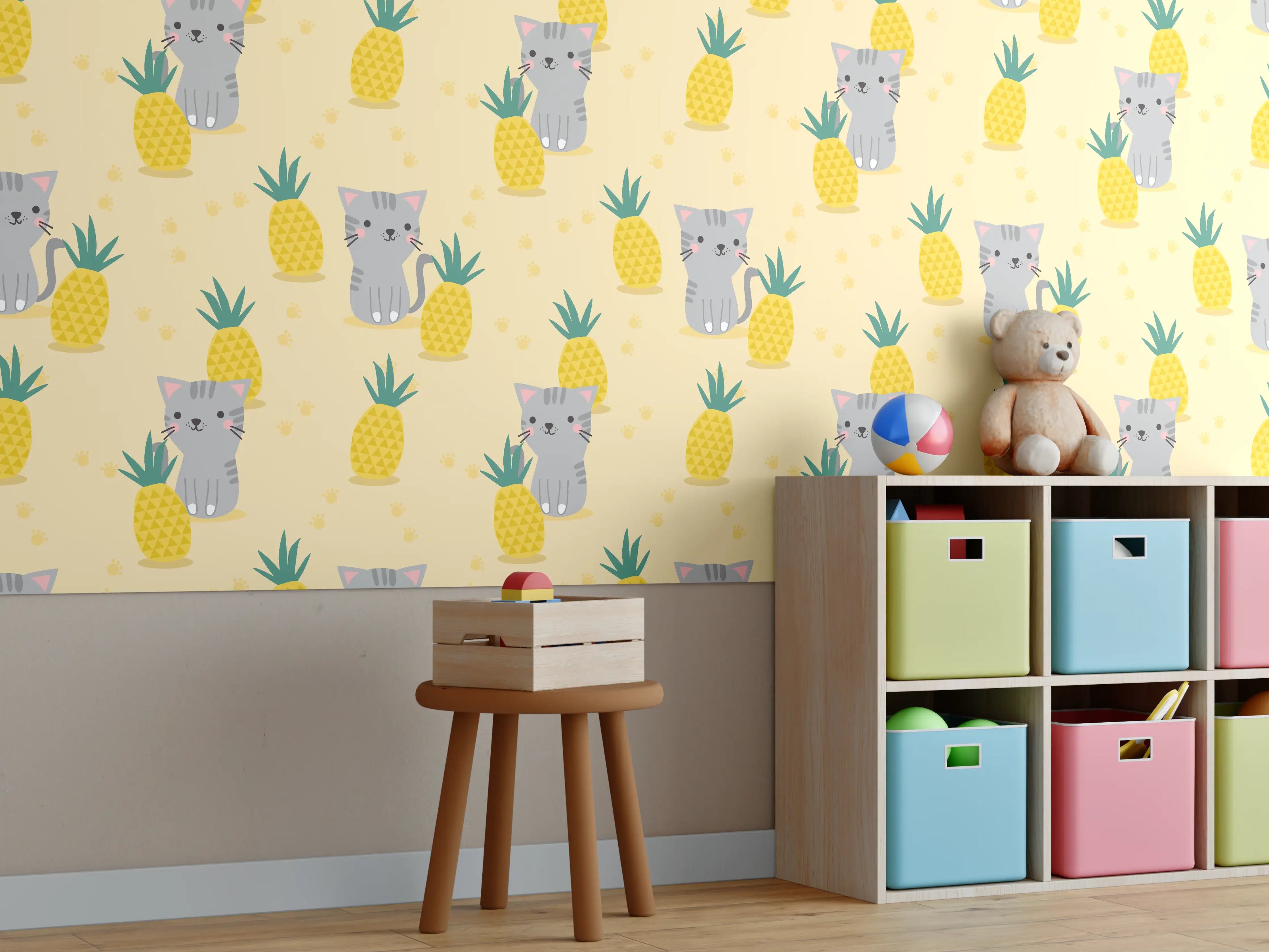 Kinderzimmer Wandgestaltung - Süße Elefanten mit Ananas-Motiv