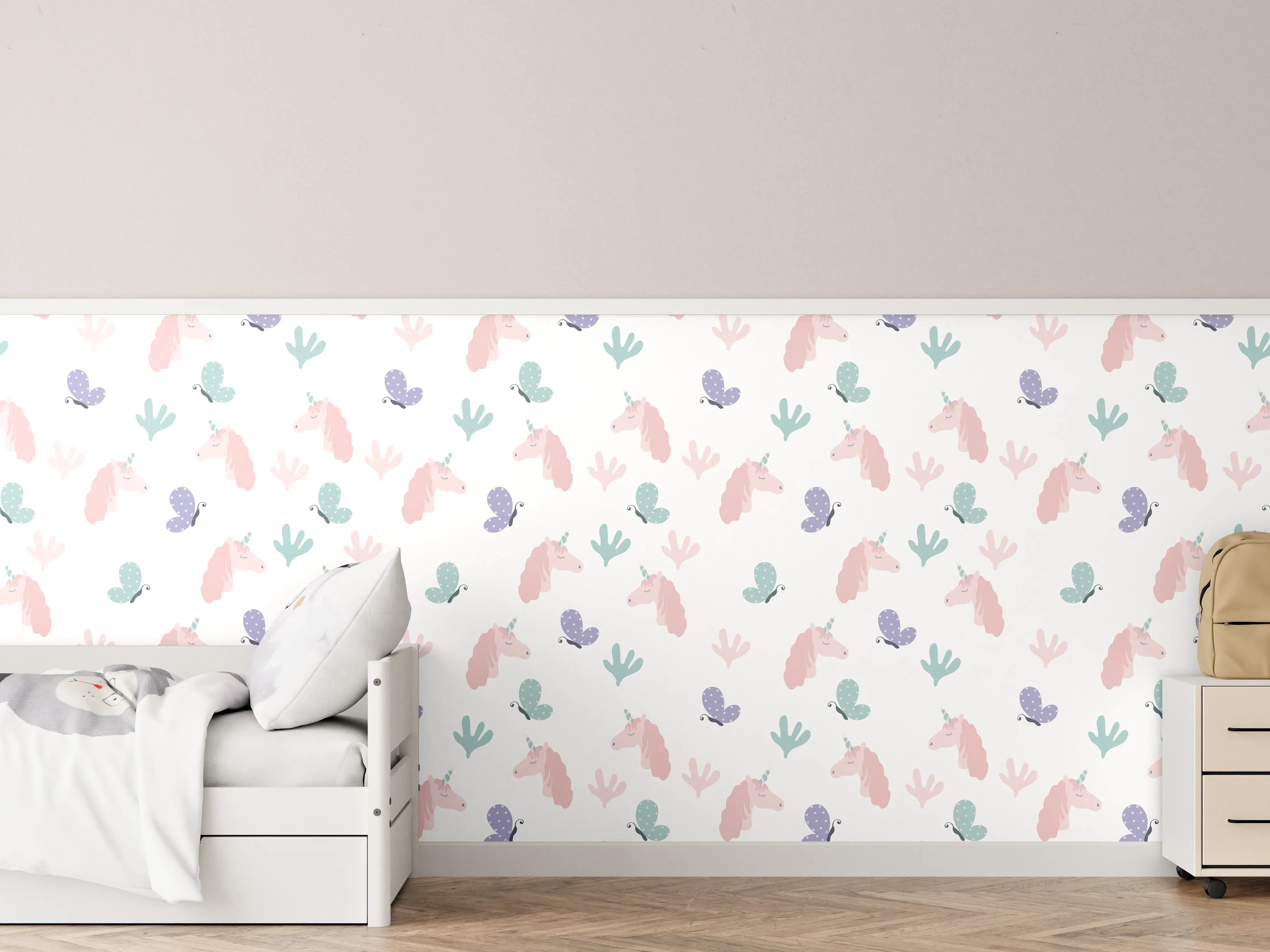 Kinderzimmer Wandgestaltung - Süßer Bunny mit bunten Blumen