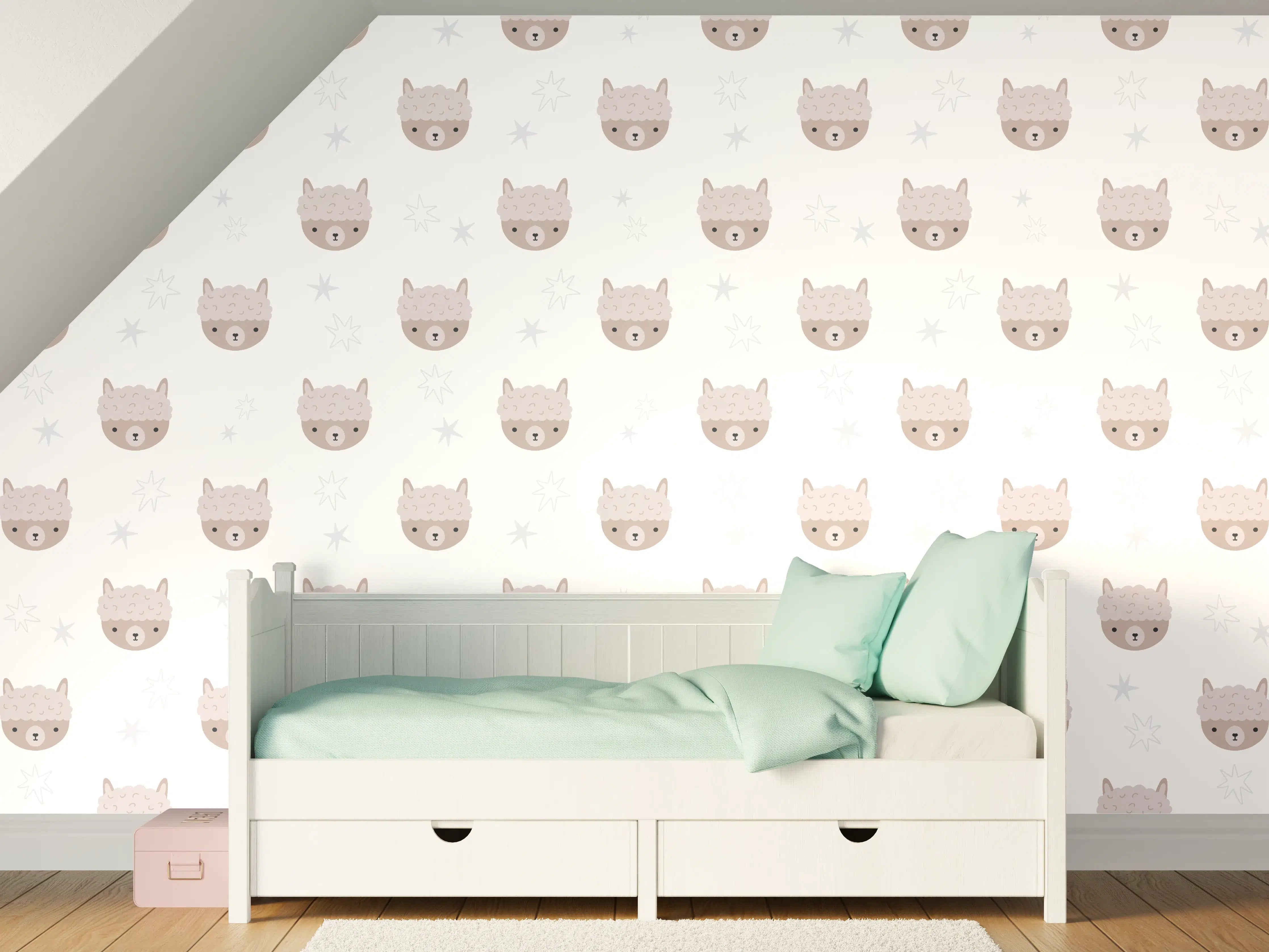 Kinderzimmer Wandgestaltung - Süßes Katze-Motiv in Pastellfarben