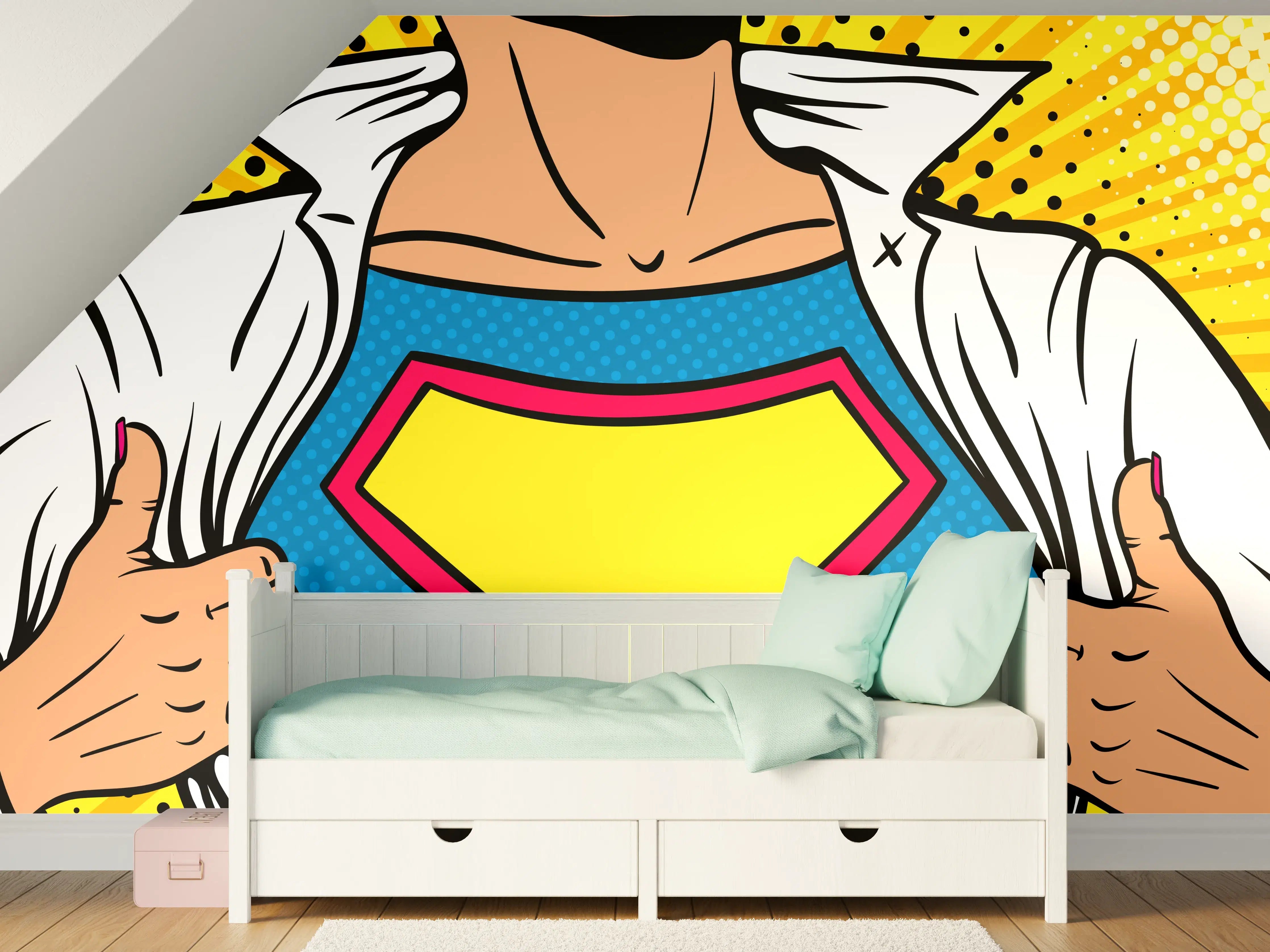 Kinderzimmer Wandgestaltung - Superhelden-Design in Pop-Art-Stil