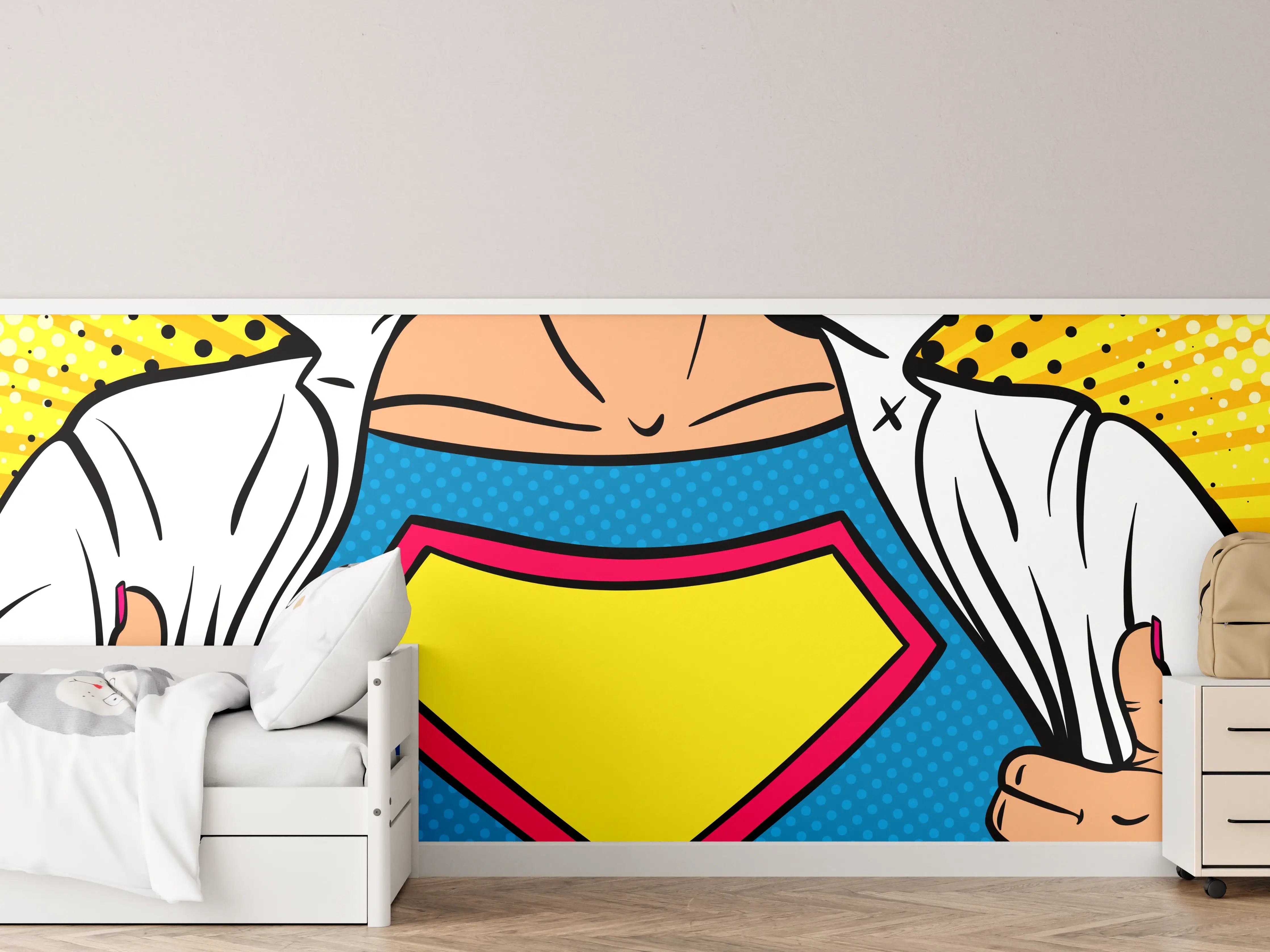 Kinderzimmer Wandgestaltung - Superhelden-Design in Pop-Art-Stil