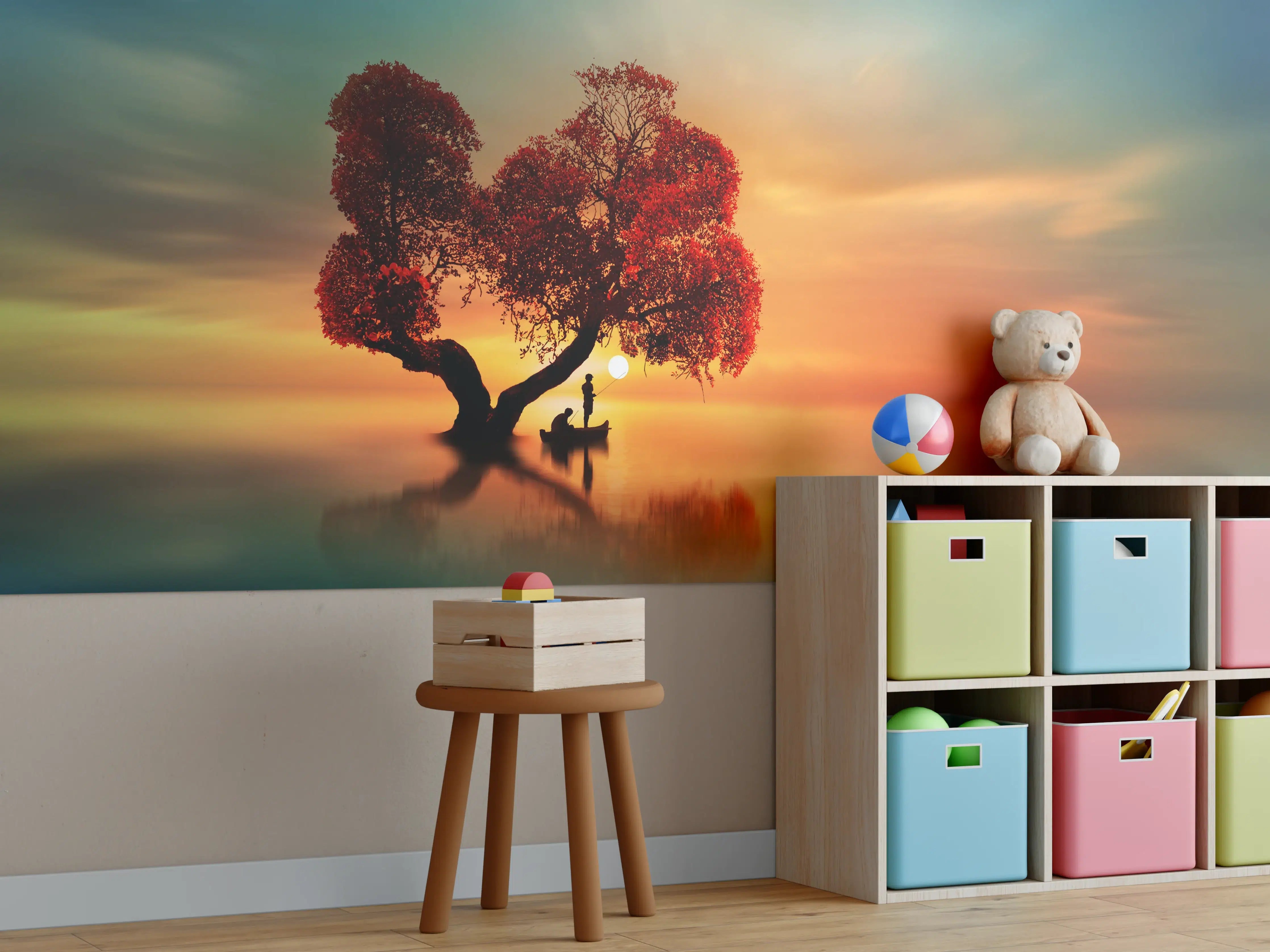 Kinderzimmer Wandgestaltung - Surreale Fischer-Szenerie