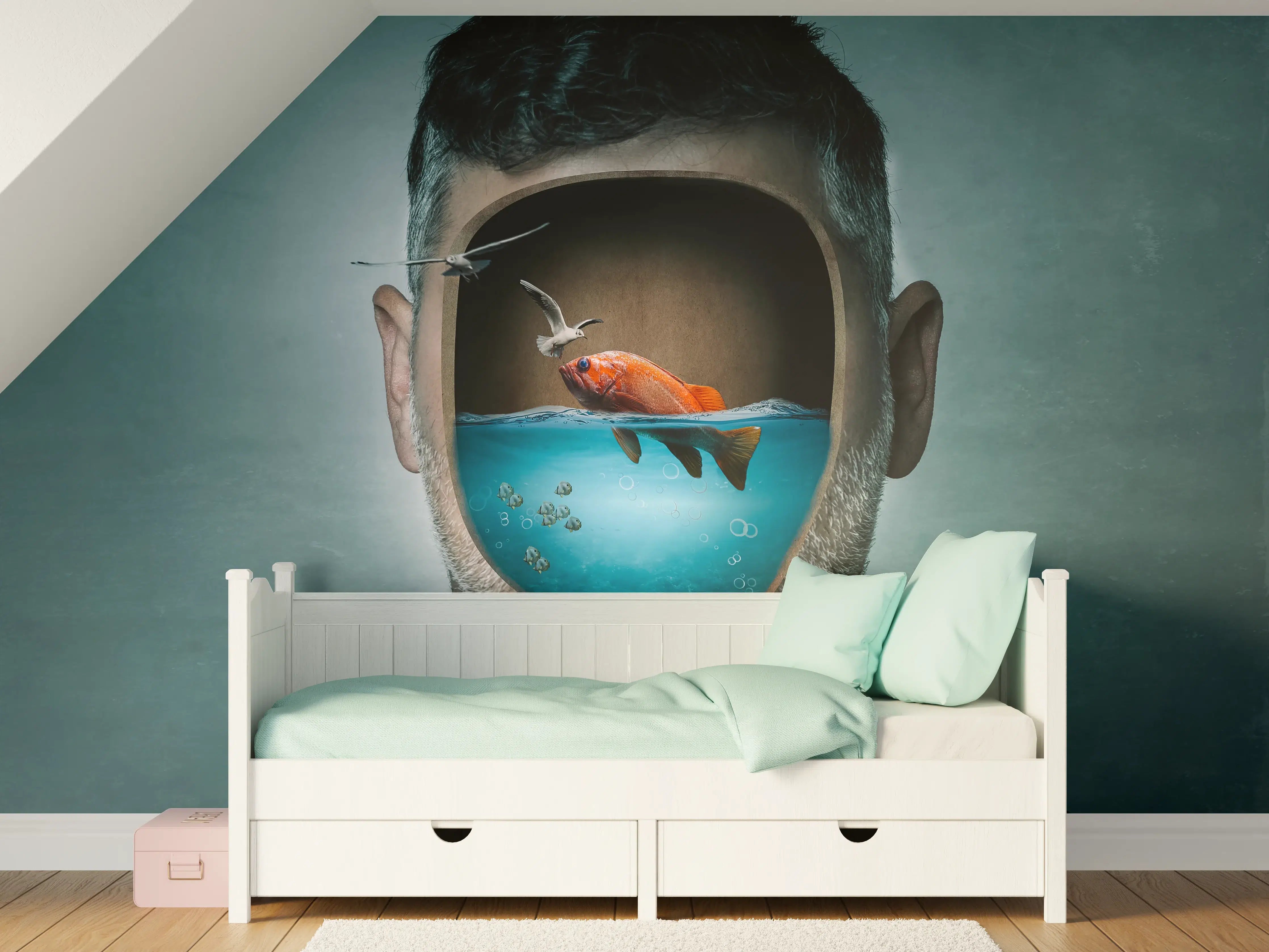 Kinderzimmer Wandgestaltung - Surreales Wasser-Gesicht Porträt