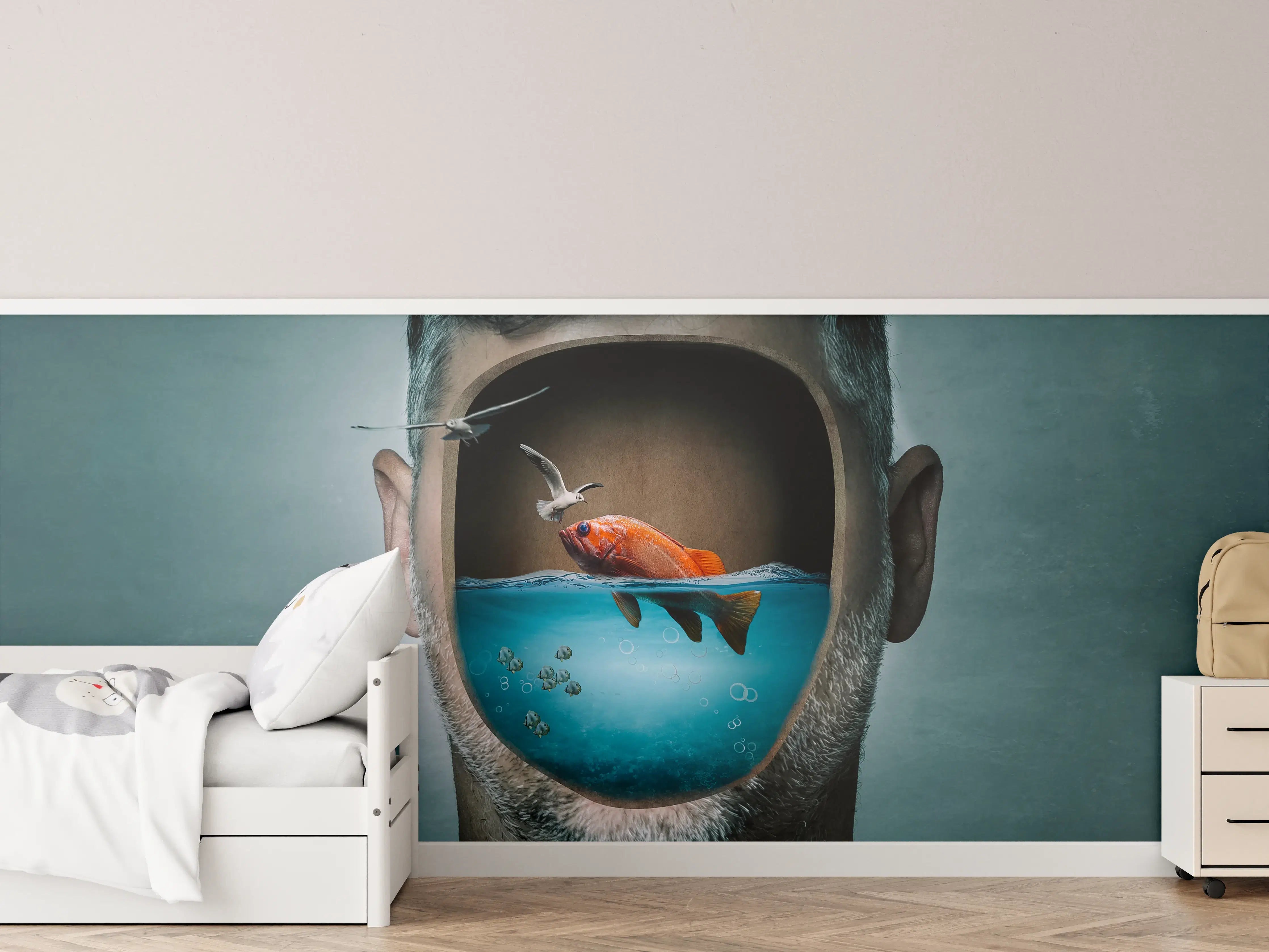 Kinderzimmer Wandgestaltung - Surreales Wasser-Gesicht Porträt