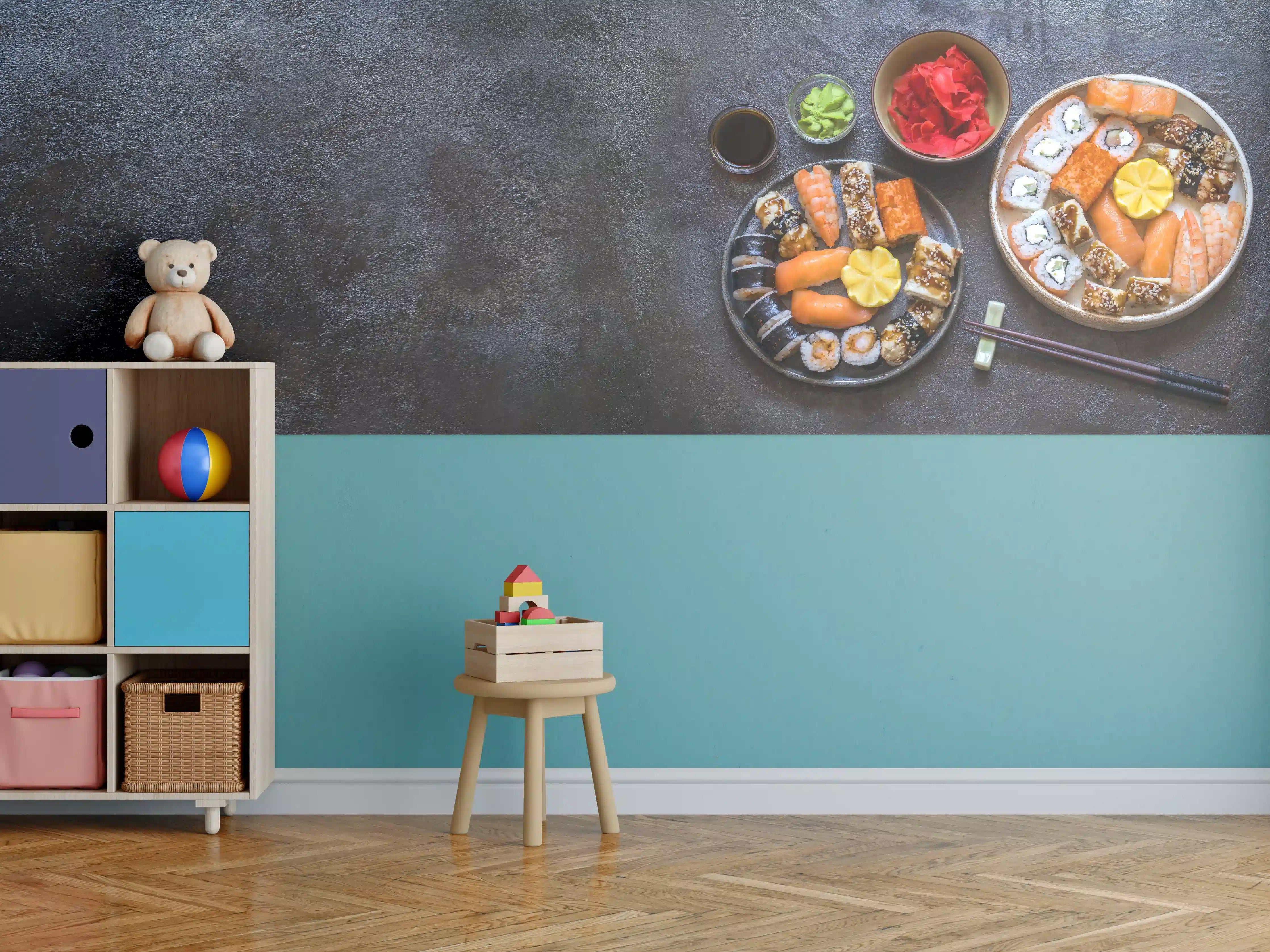 Kinderzimmer Wandgestaltung - Sushi-Bowl mit Lachs