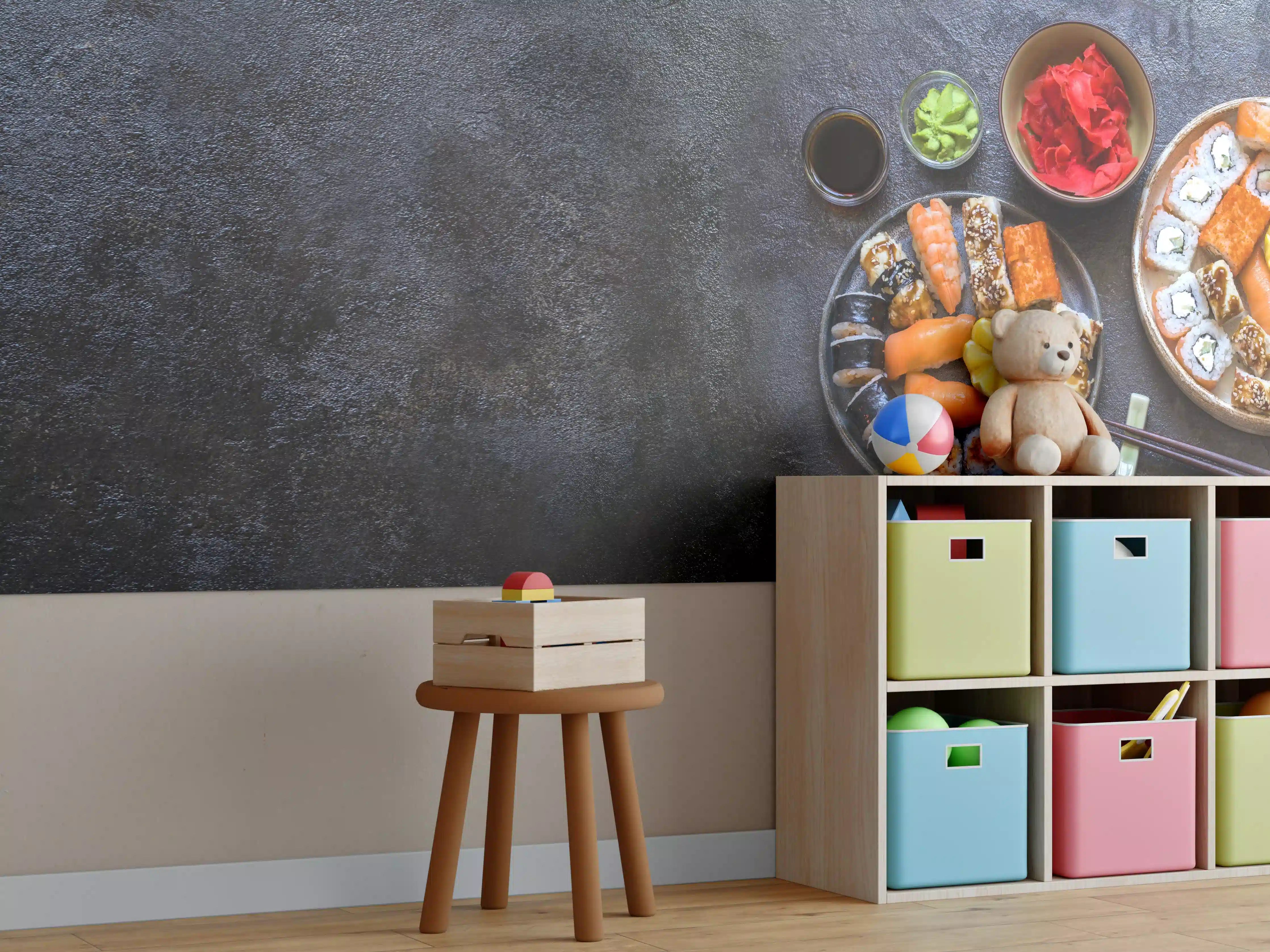 Kinderzimmer Wandgestaltung - Sushi-Bowl mit Lachs