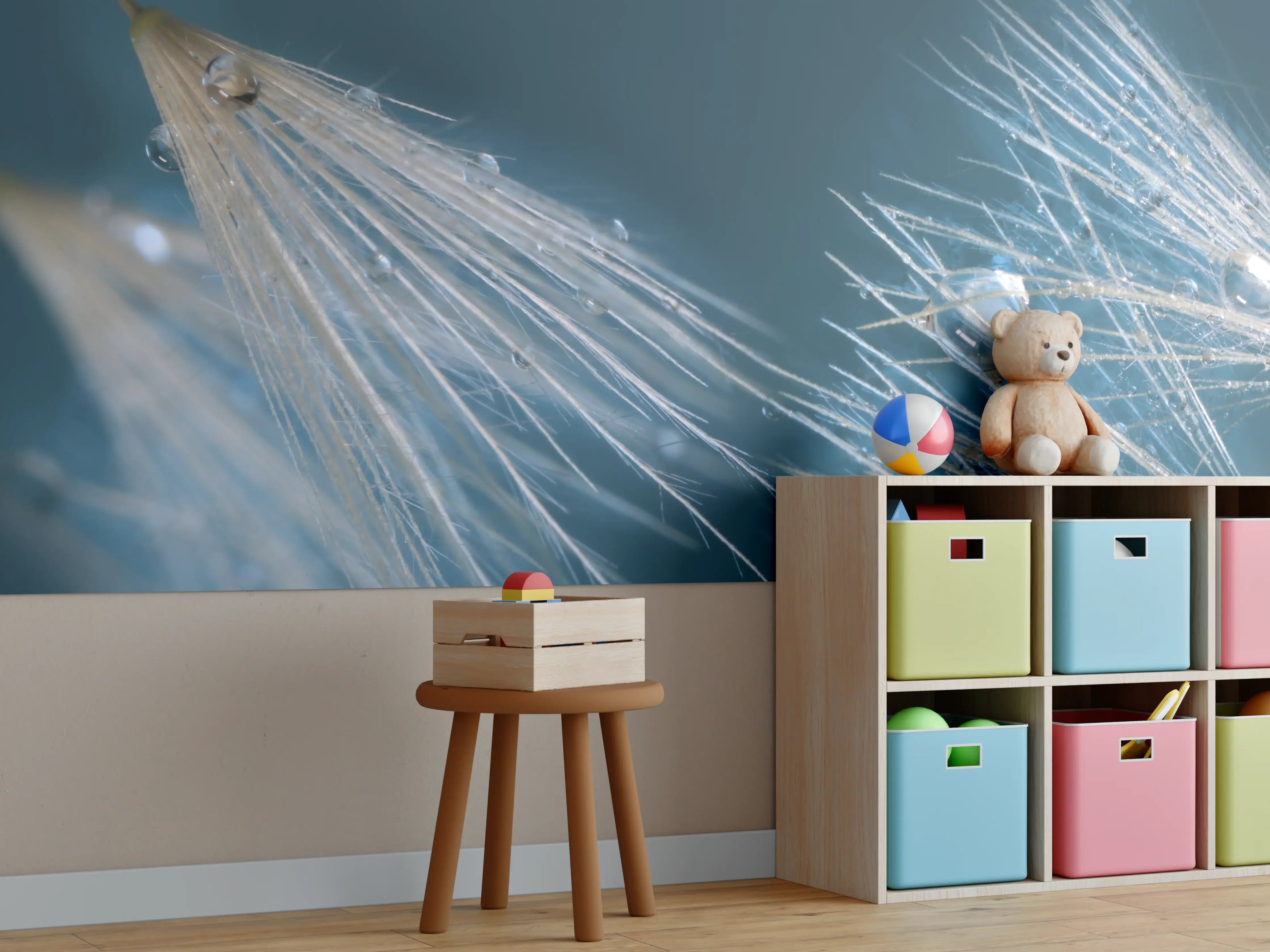 Kinderzimmer Wandgestaltung - Tautropfen auf Pusteblumen