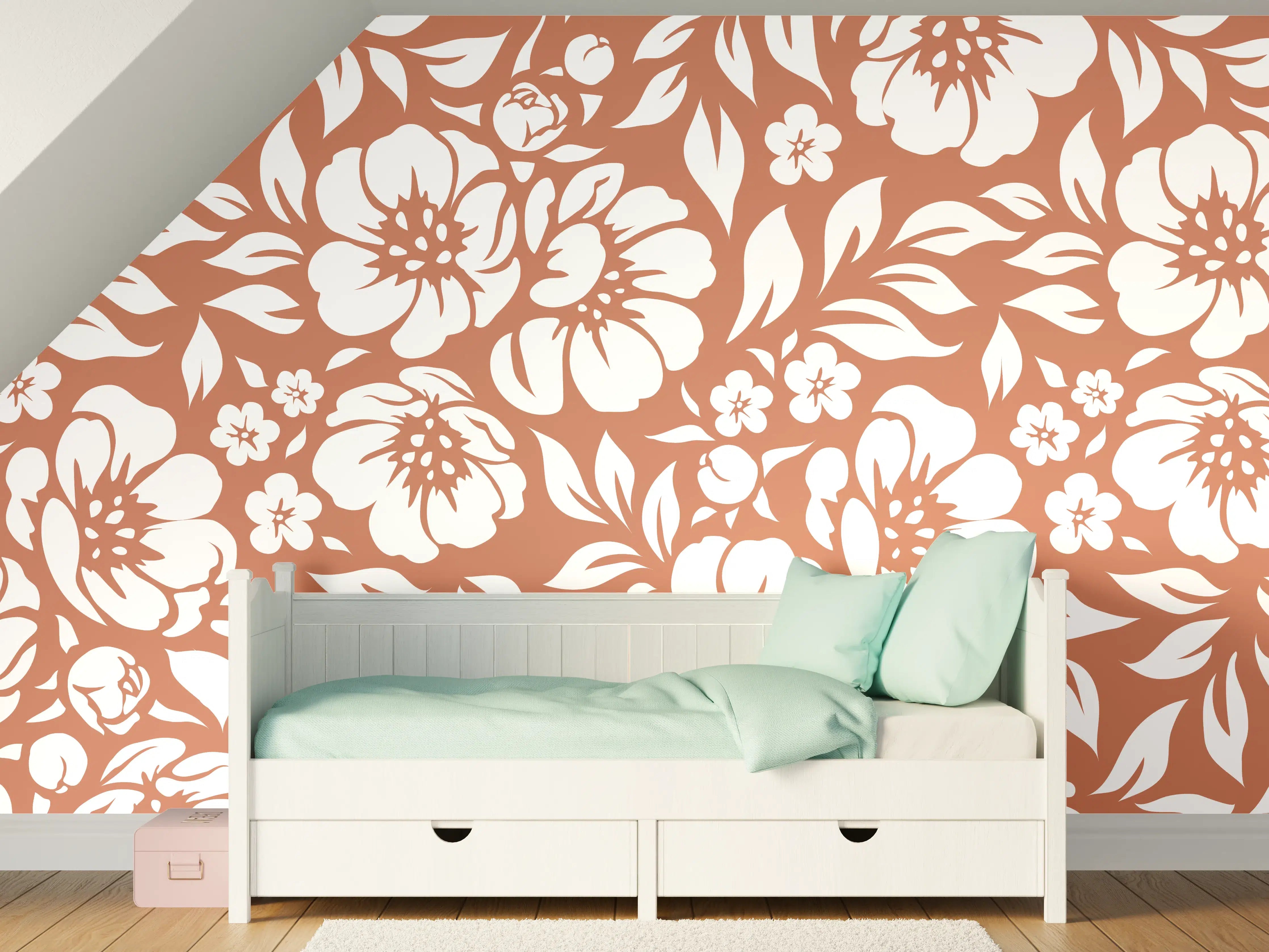 Kinderzimmer Wandgestaltung - Terracotta-Florale Wandgestaltung