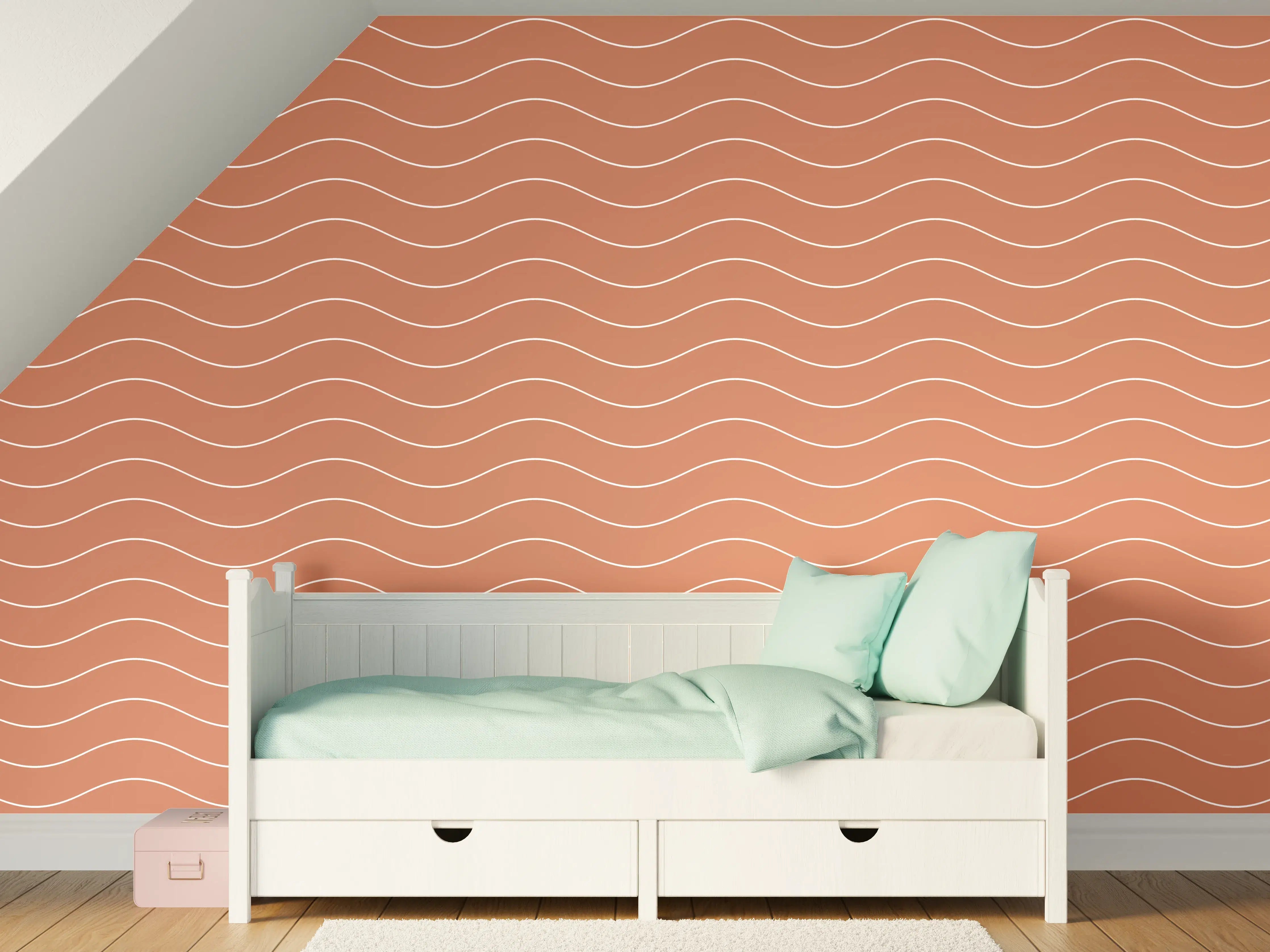 Kinderzimmer Wandgestaltung - Terracotta-Wand mit Wellenmuster