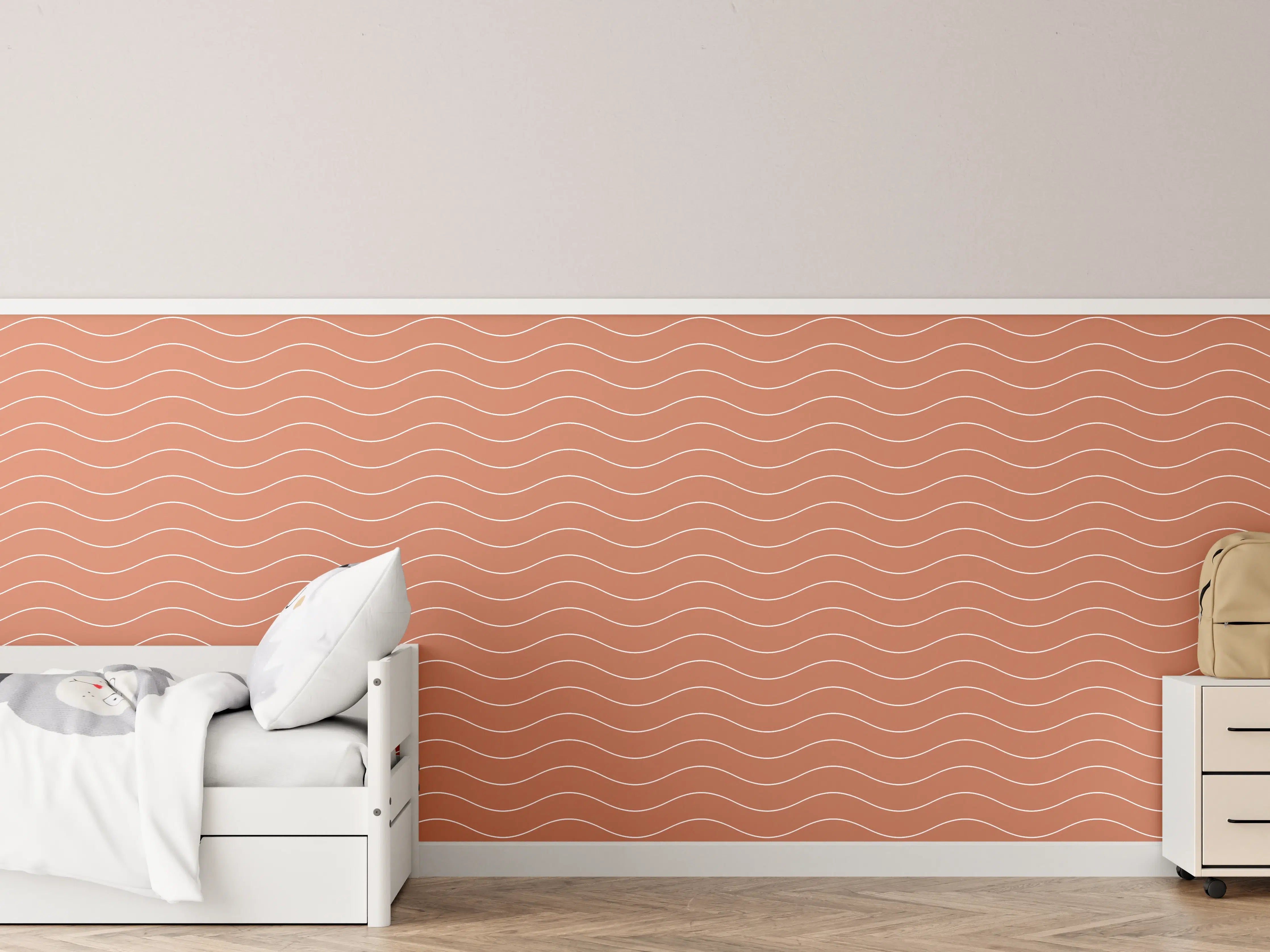 Kinderzimmer Wandgestaltung - Terracotta-Wand mit Wellenmuster