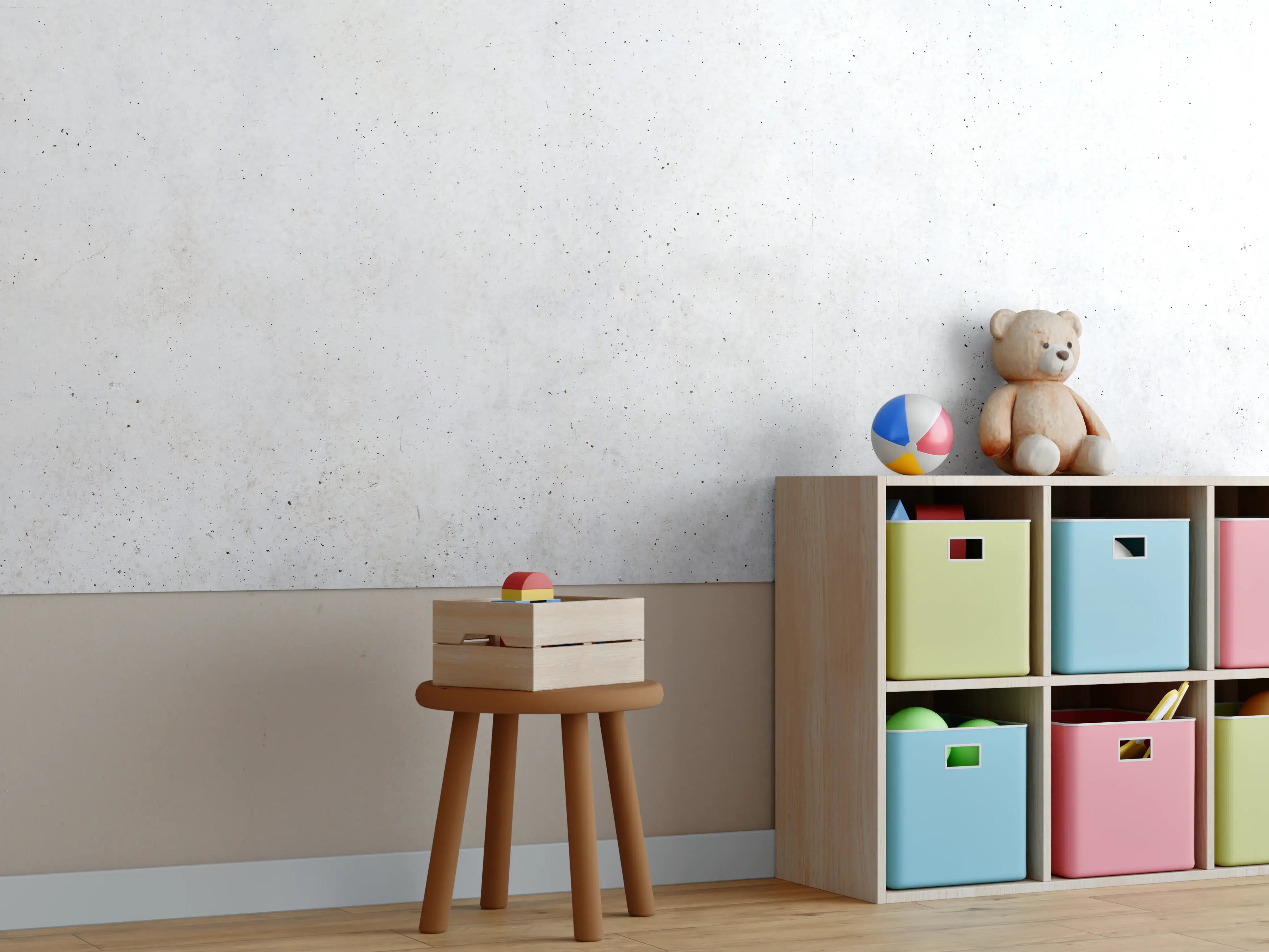 Kinderzimmer Wandgestaltung - Textur einer weißen Betonwand