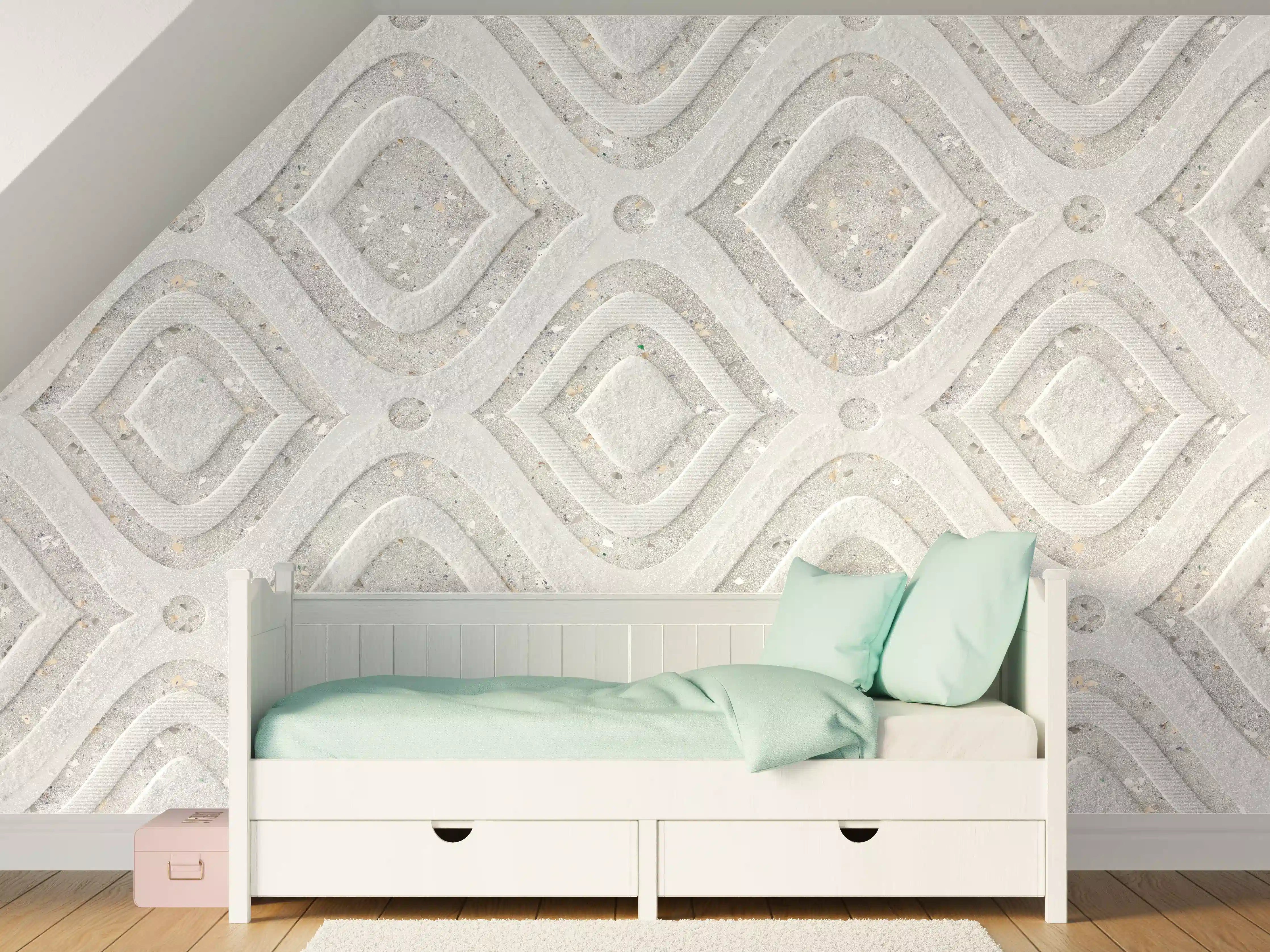 Kinderzimmer Wandgestaltung - Textur im Wellenmuster - 3D Illustration