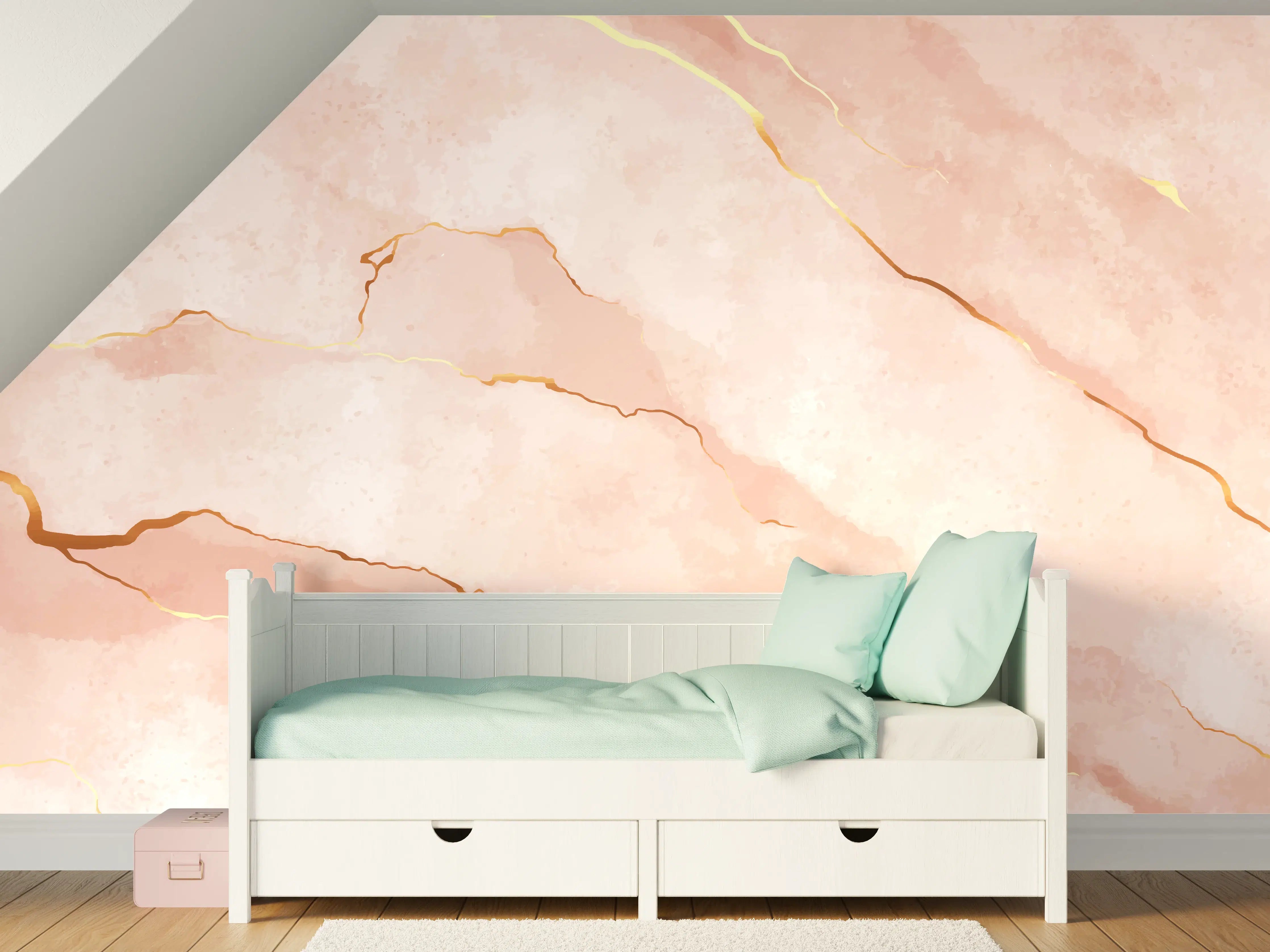 Kinderzimmer Wandgestaltung - Textur in Roségold - Marmor