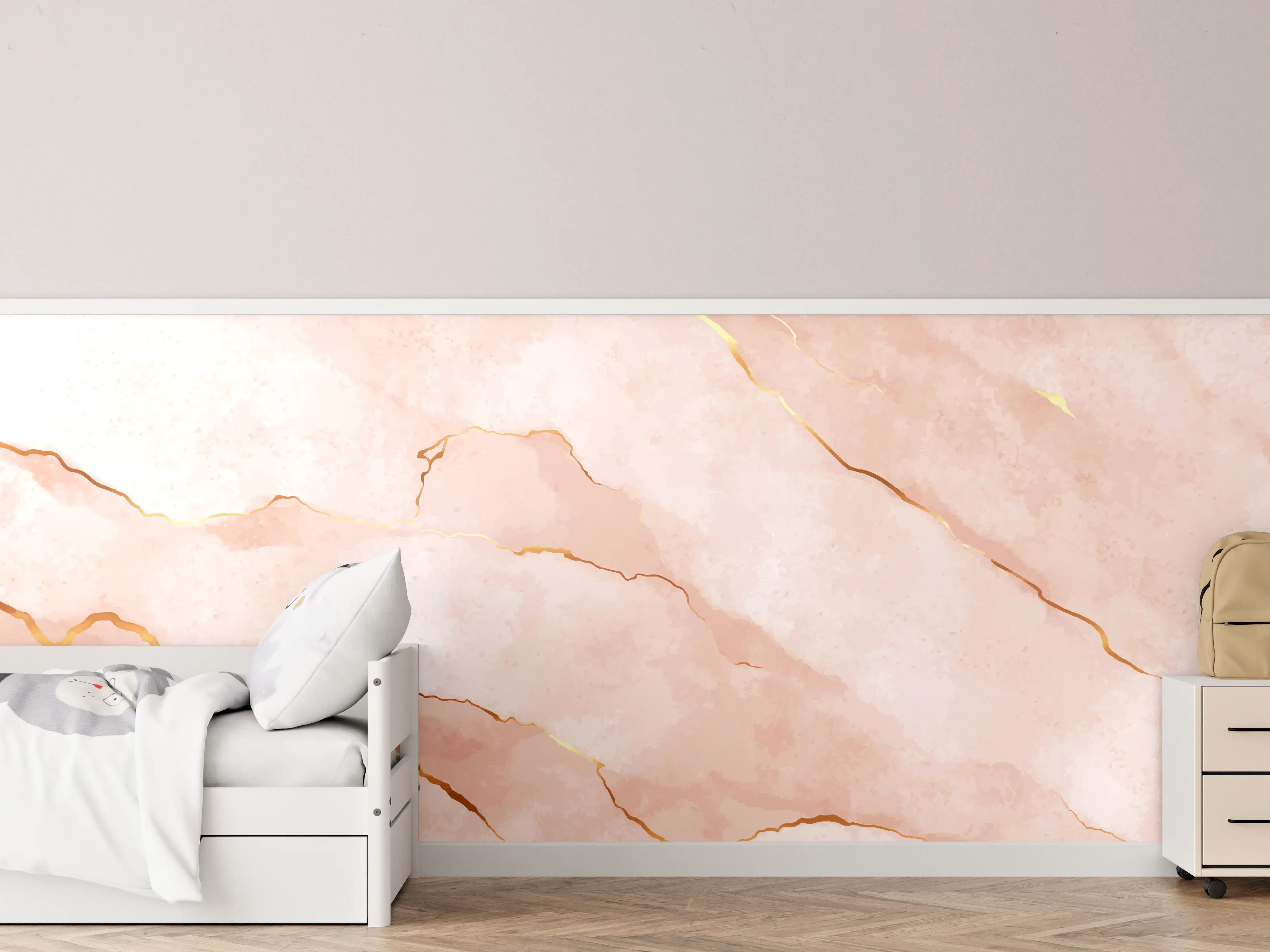 Kinderzimmer Wandgestaltung - Textur in Roségold - Marmor