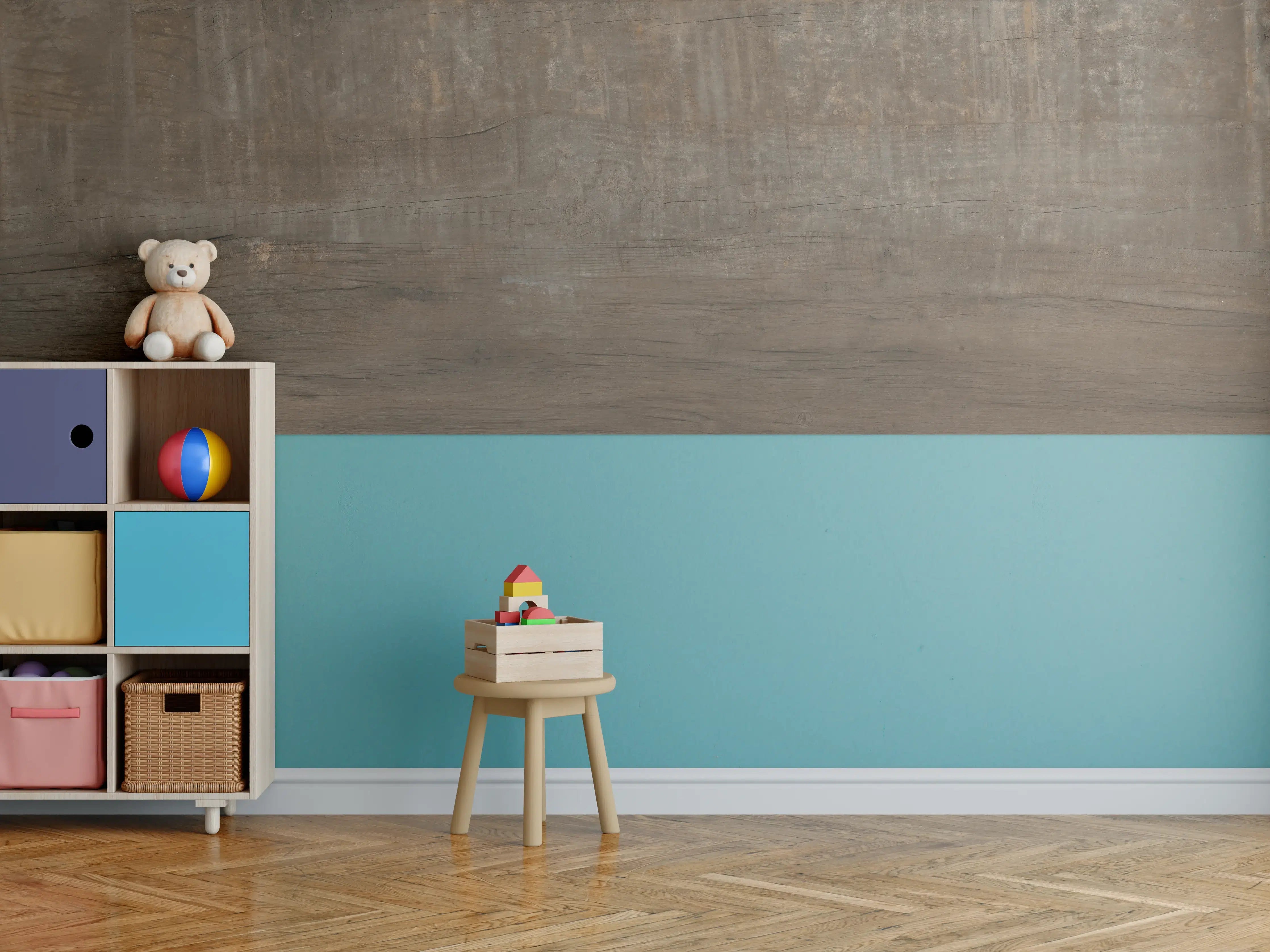 Kinderzimmer Wandgestaltung - Textur mit natürlicher Holzstruktur