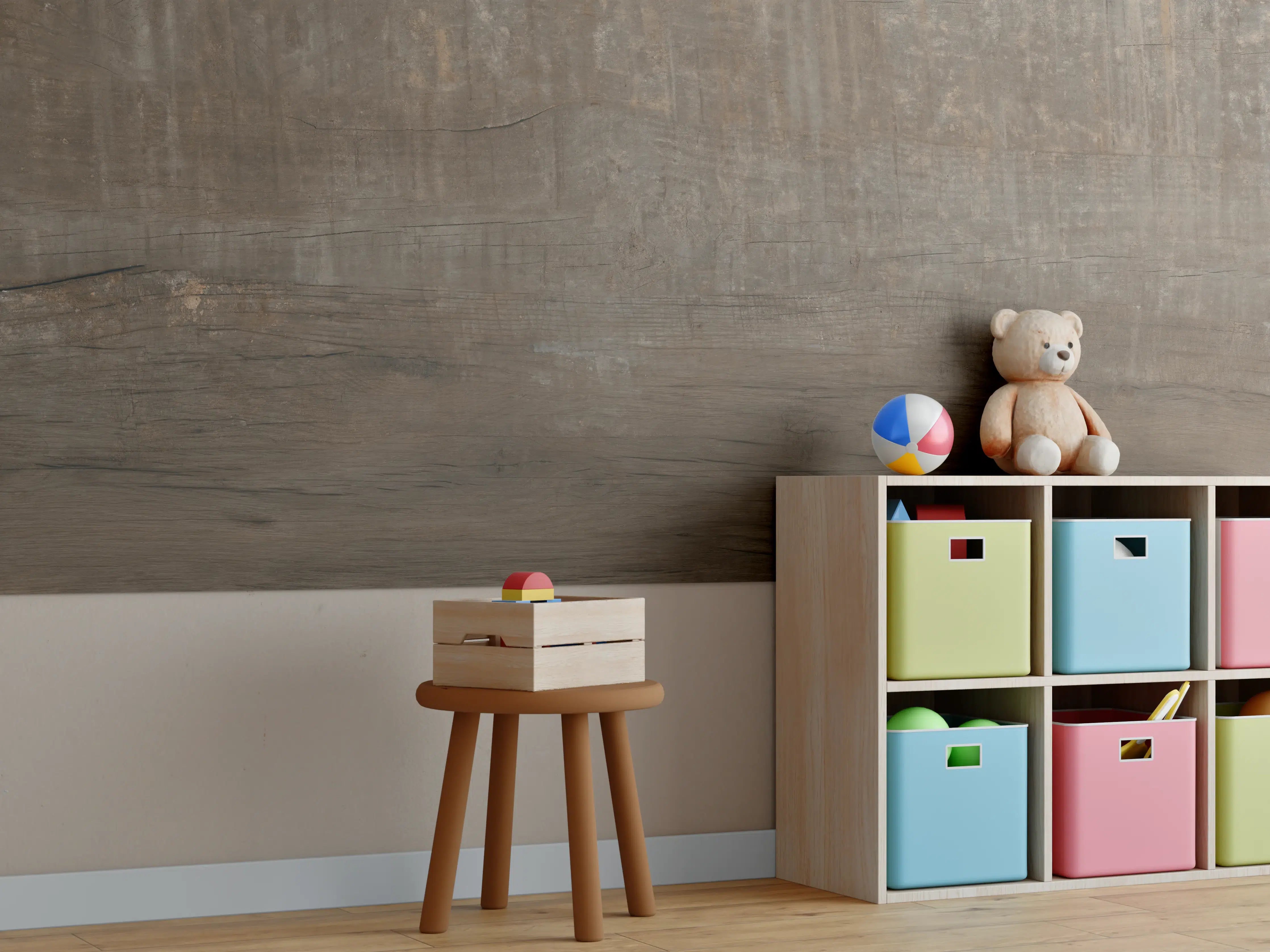 Kinderzimmer Wandgestaltung - Textur mit natürlicher Holzstruktur