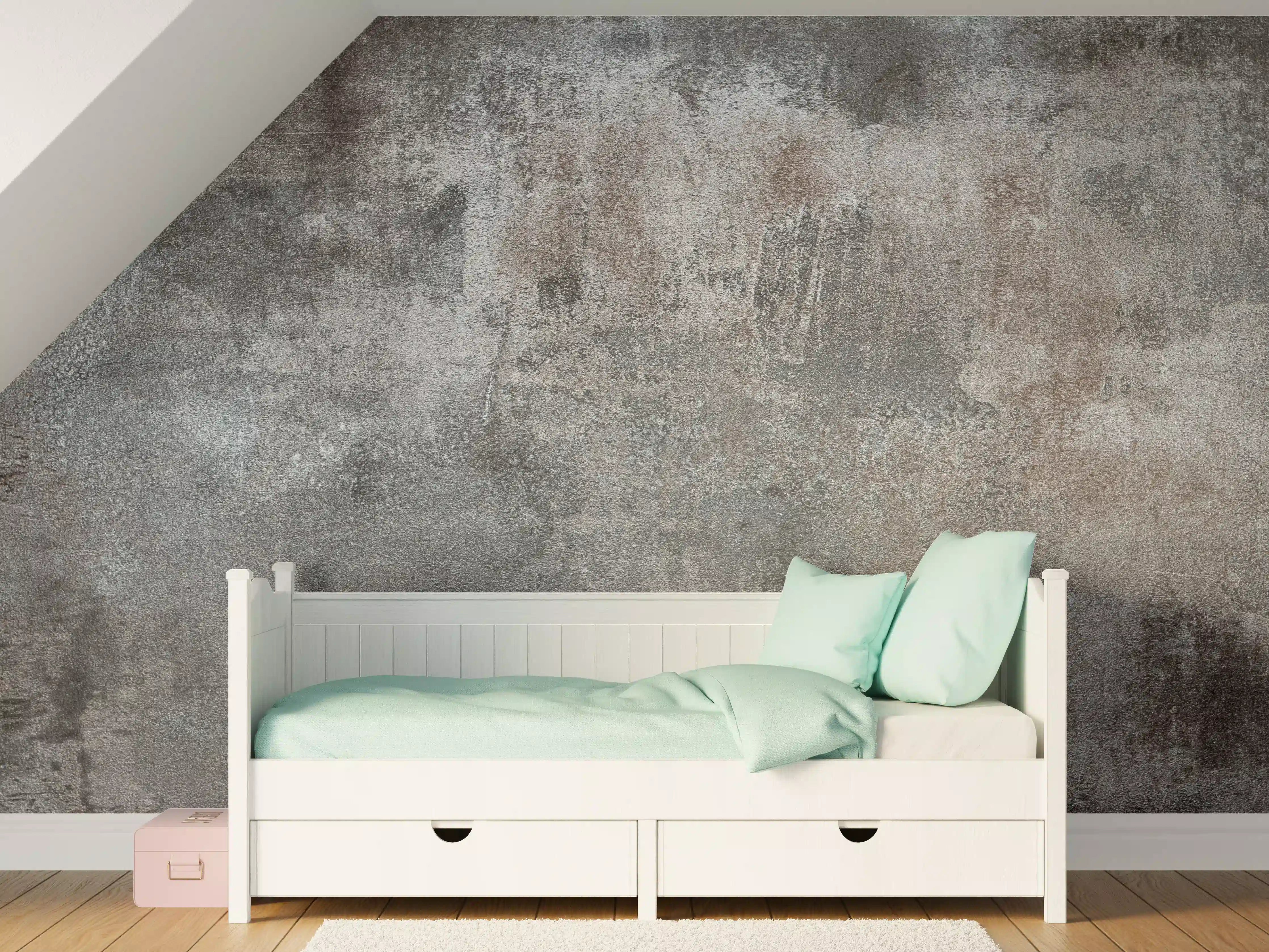 Kinderzimmer Wandgestaltung - Texturiertes Grau-Metall-Finish