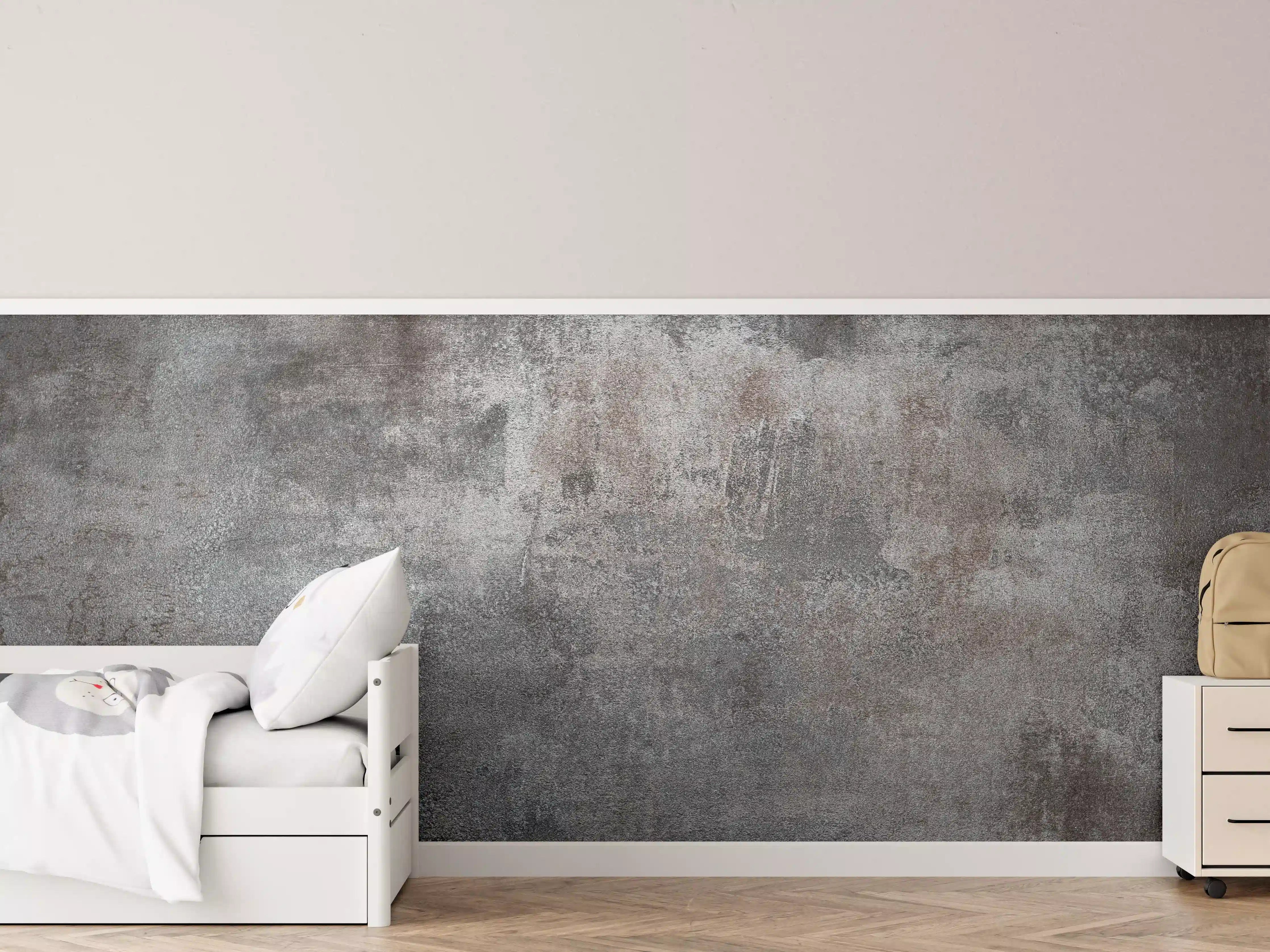 Kinderzimmer Wandgestaltung - Texturiertes Grau-Metall-Finish