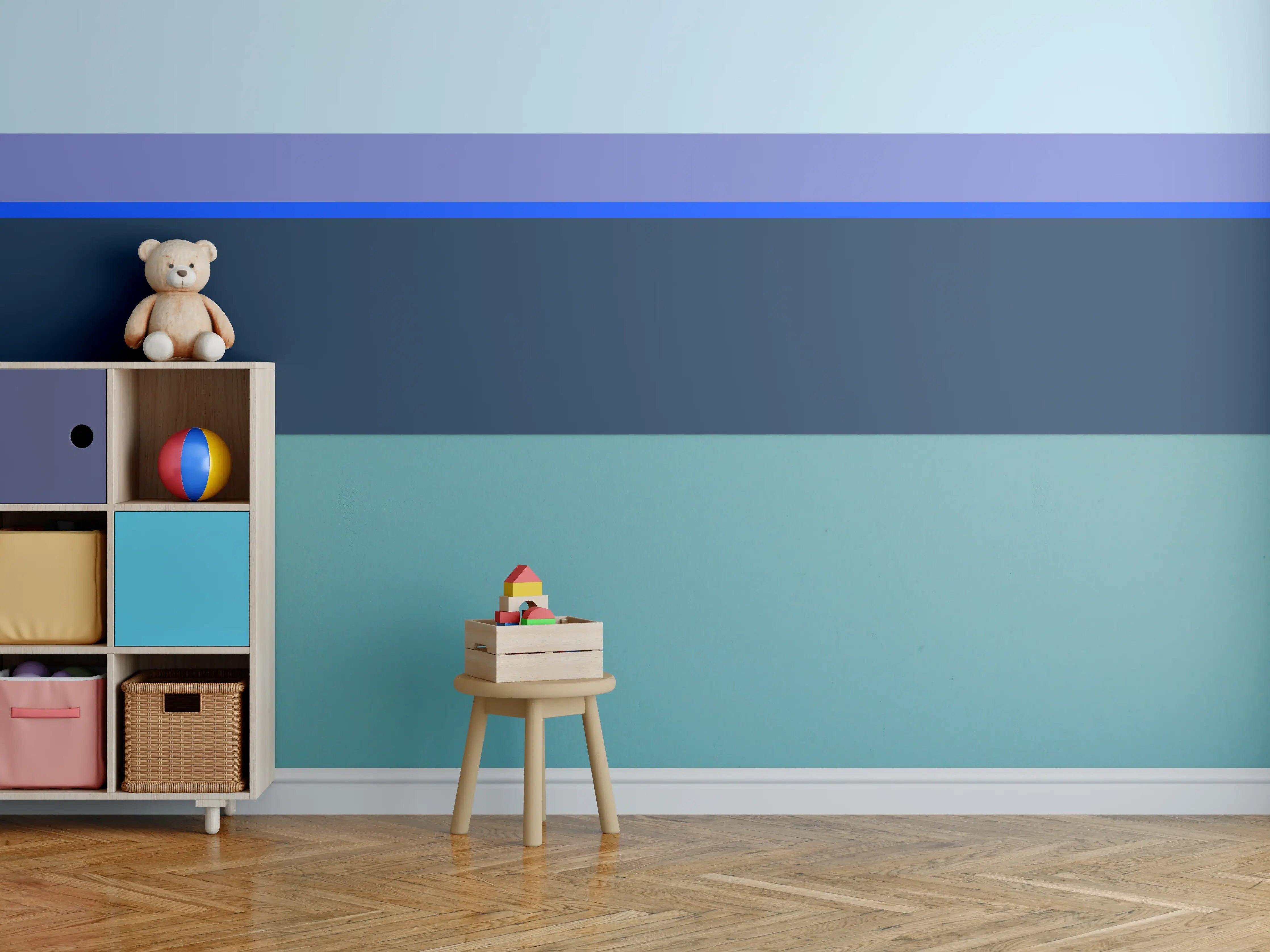 Kinderzimmer Wandgestaltung - The Blues - Horizontal - Blueberry
