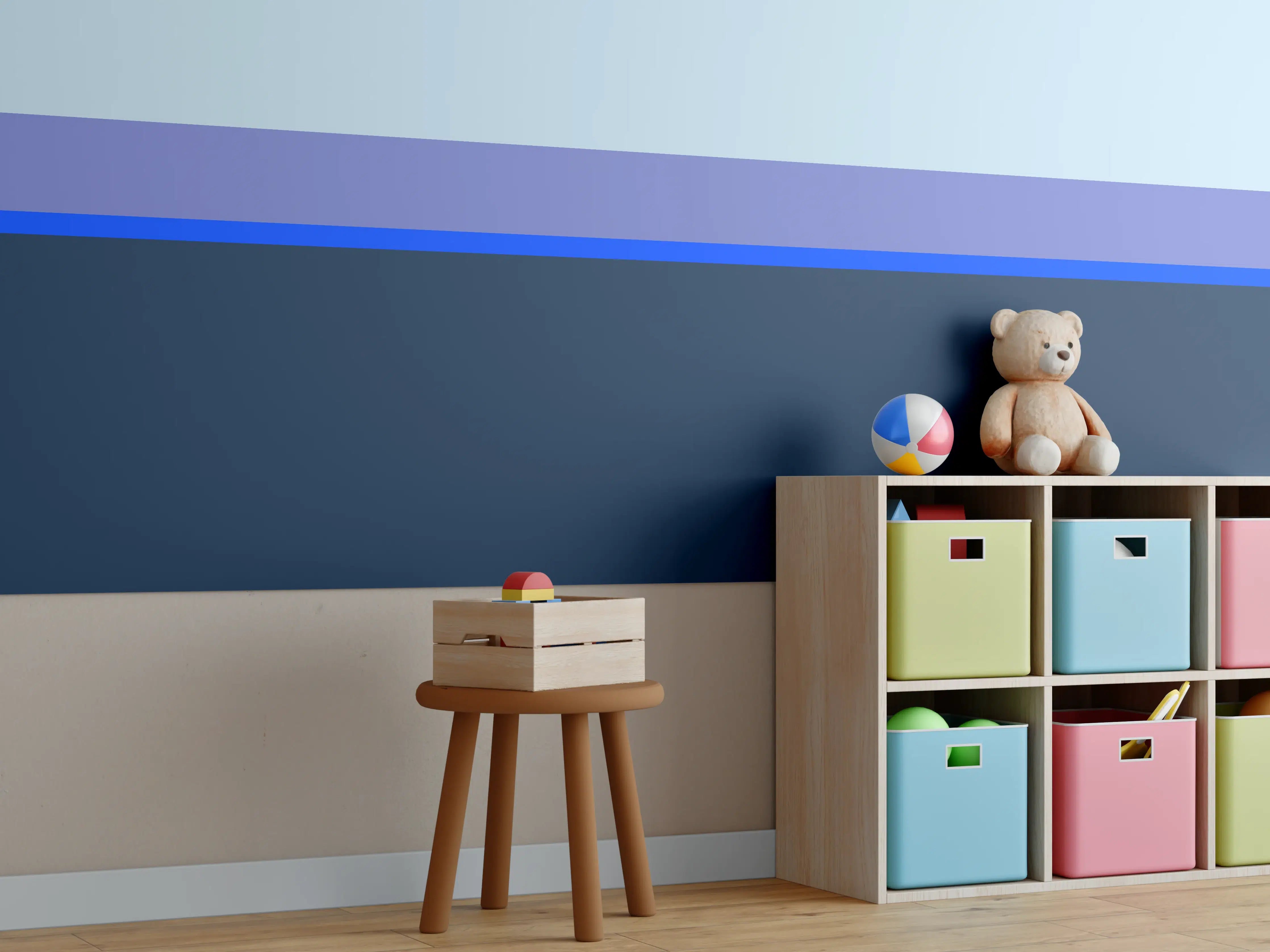 Kinderzimmer Wandgestaltung - The Blues - Horizontal - Blueberry